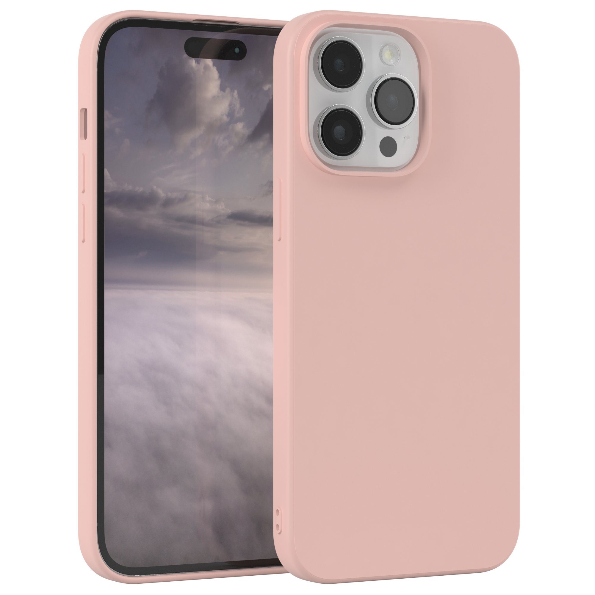 EAZY CASE Handyhülle für Apple iPhone 14 Pro Max Hülle Silikon 6,7 Zoll, Hülle mit Kameraschutz Bumper Case silikonschutzhülle Rosa / Altrosa