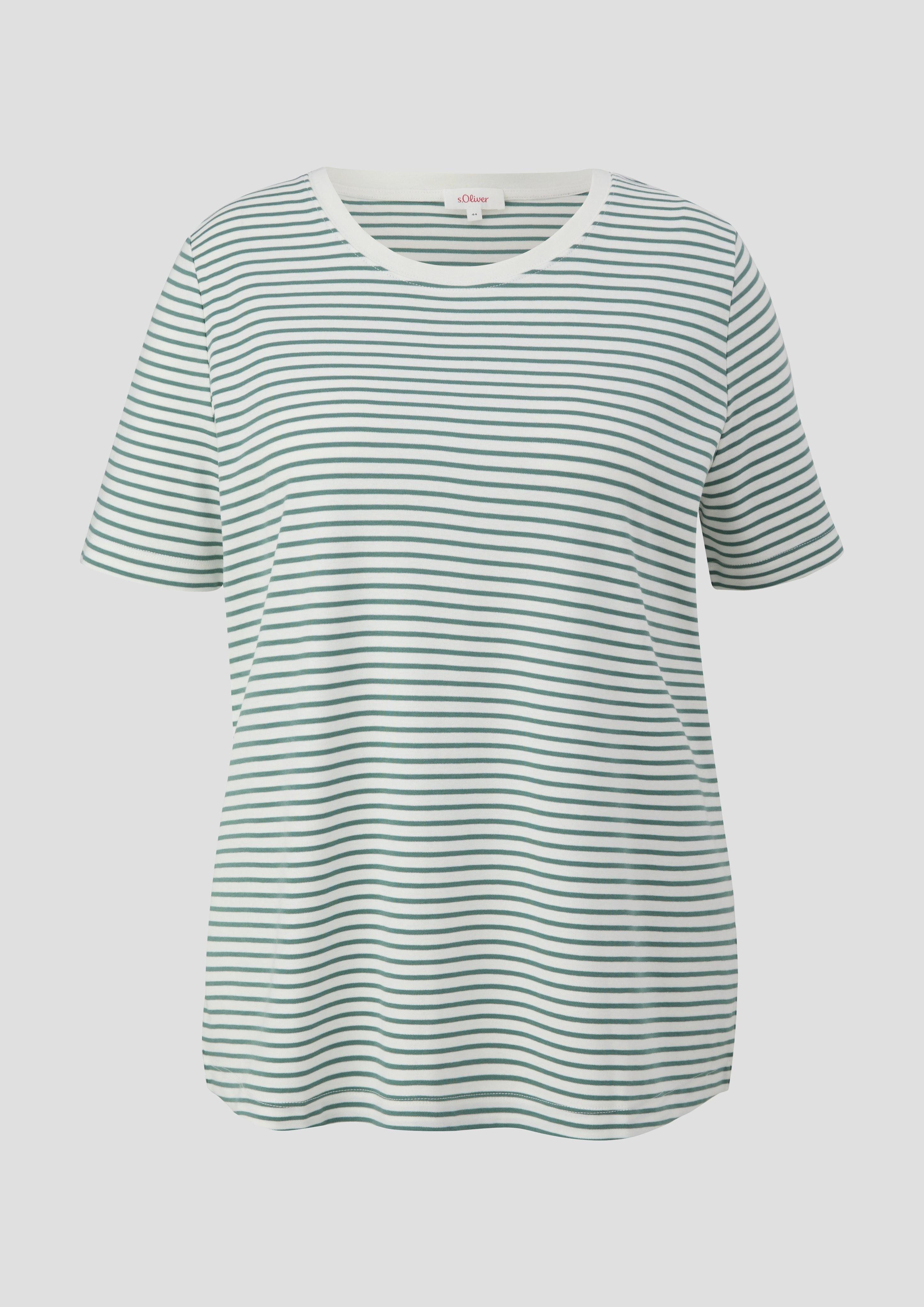 s.Oliver Kurzarmshirt Kurzärmeliges Baumwollshirt mit Rundhalsausschnitt günstig online kaufen