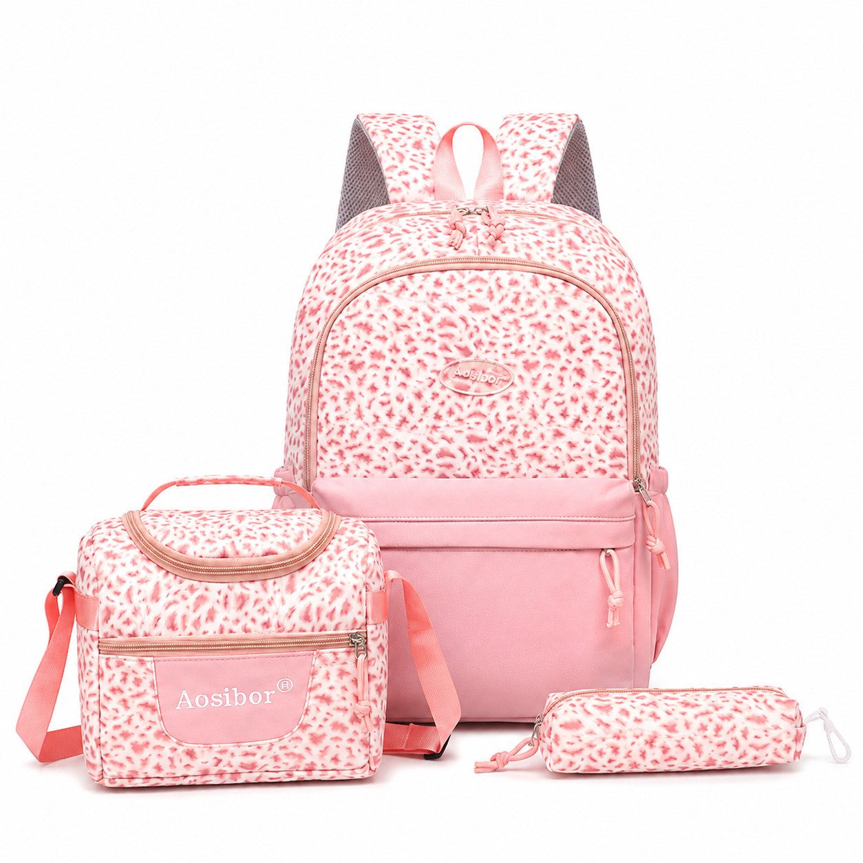 Toomoke Schulrucksack 3-teilig Rucksack Set mit Lunchbag und Federmäppchen, wasserabweisend (Praktisches 3-teiliges Set, für Schule, Arbeit und Freizeit), mit isolierter Lunchbag, geräumigem Rucksack und Federmäppchen