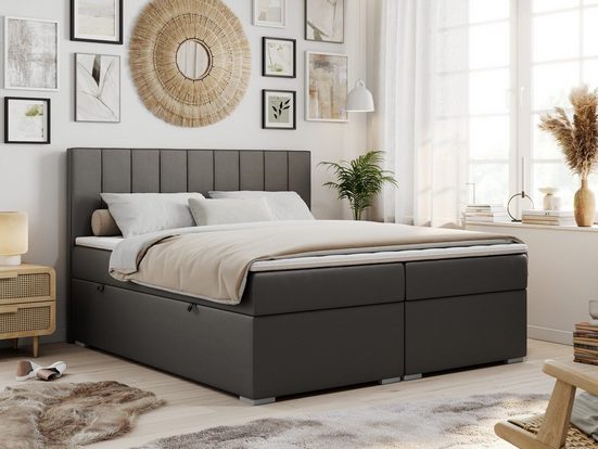 MKS MÖBEL Boxspringbett ALLY, Doppelbett mit Multipocket-Matratze, - Einrichtungsbeispiel