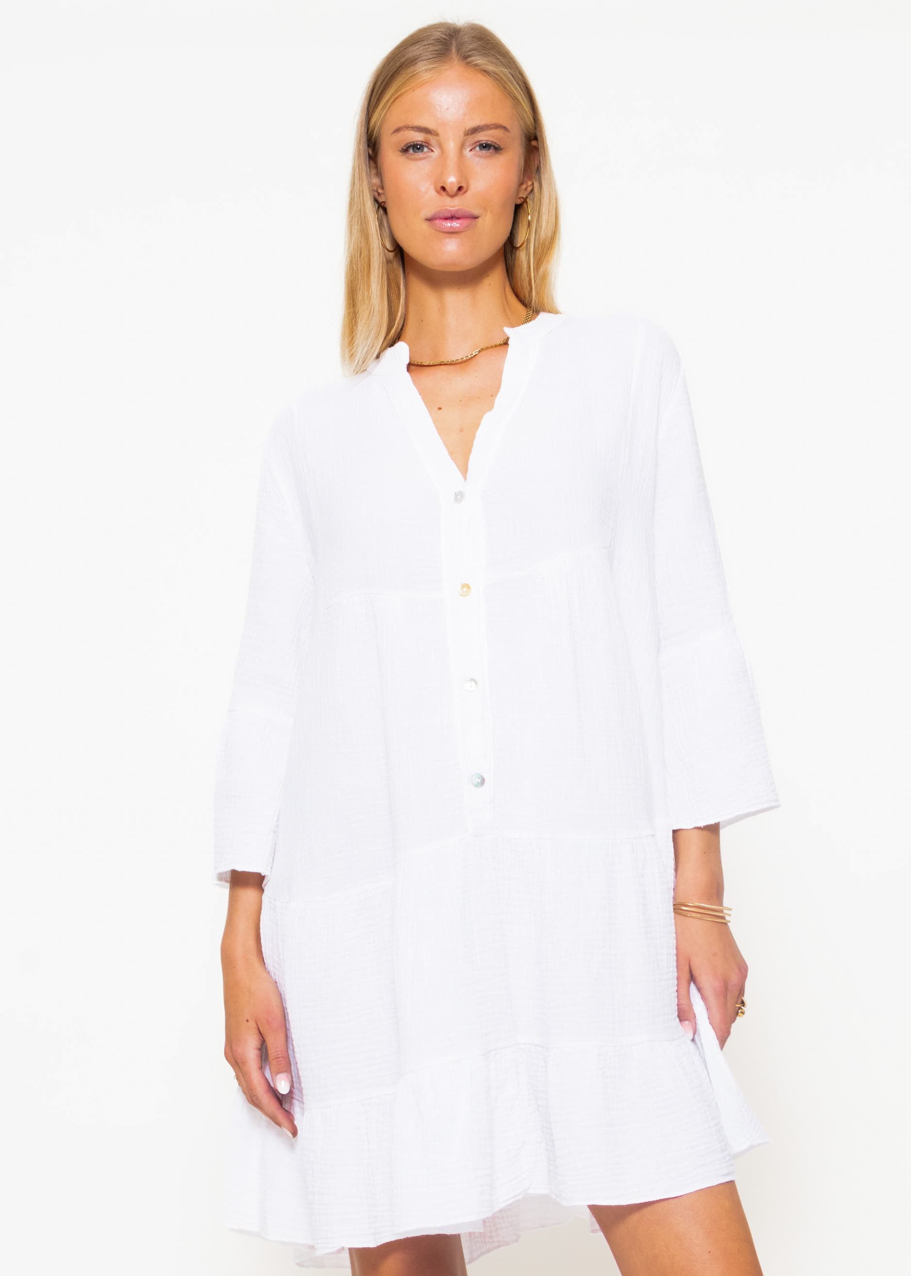 SASSYCLASSY Minikleid Musselin Sommer Kleid 3/4 günstig online kaufen