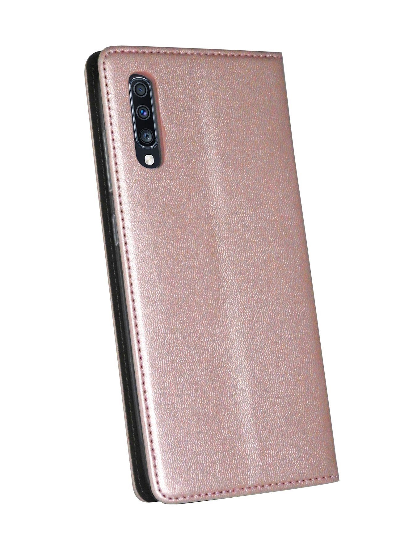 kompatibel Schutzhülle Kartenfach Tasche Etui Hülle "Smart" SAMSUNG A70 (A705F) Rose Handy GALAXY Brieftasche Buch mit cofi1453 Standfunktion, Handytasche mit