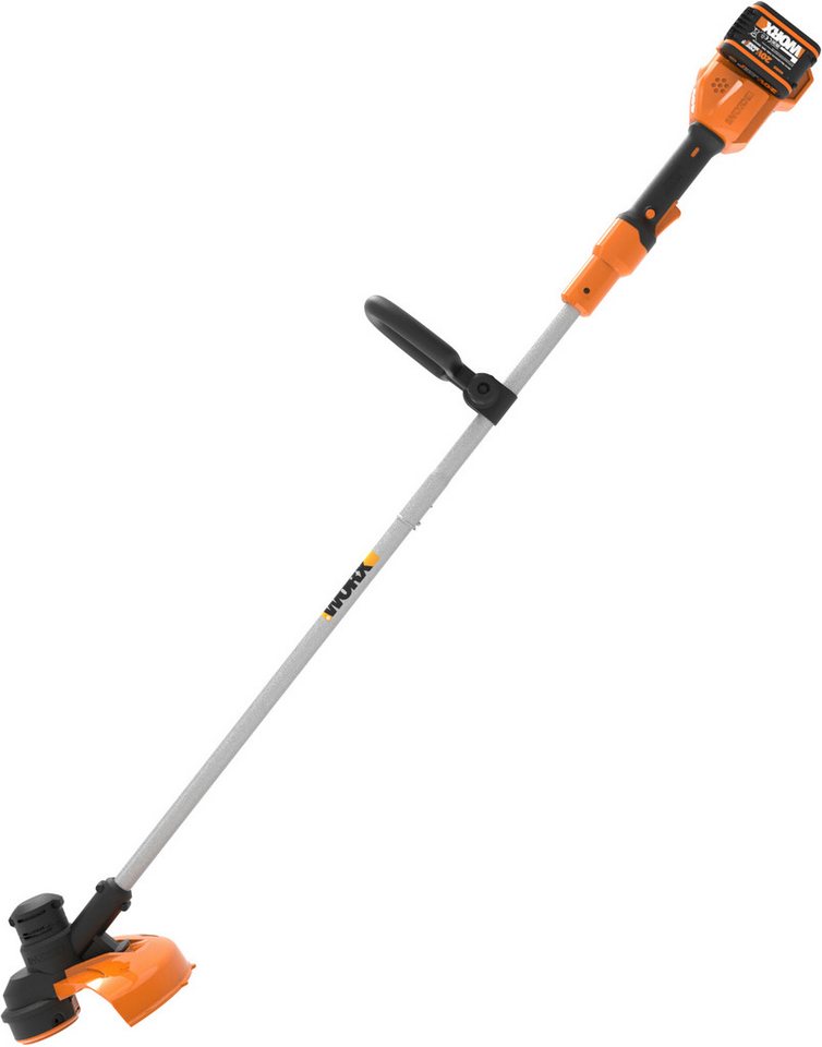 Worx Akku-Rasentrimmer WG183E, 33 cm Arbeitsbreite Faden, Doppelfaden, verstellbarer Griff, inkl. 2 Akkus und Ladegerät