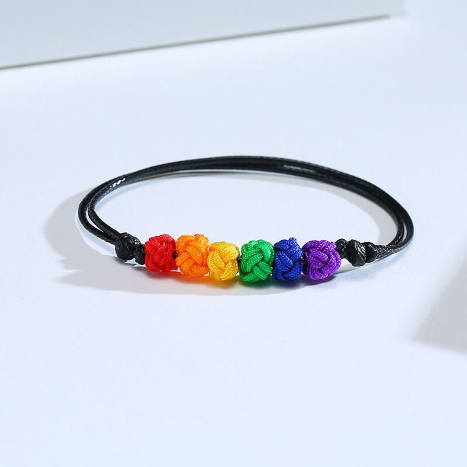 Order & Smile Schmuck Freundschaftsarmband Regenbogen Armband dünn: LGBT Schmuck