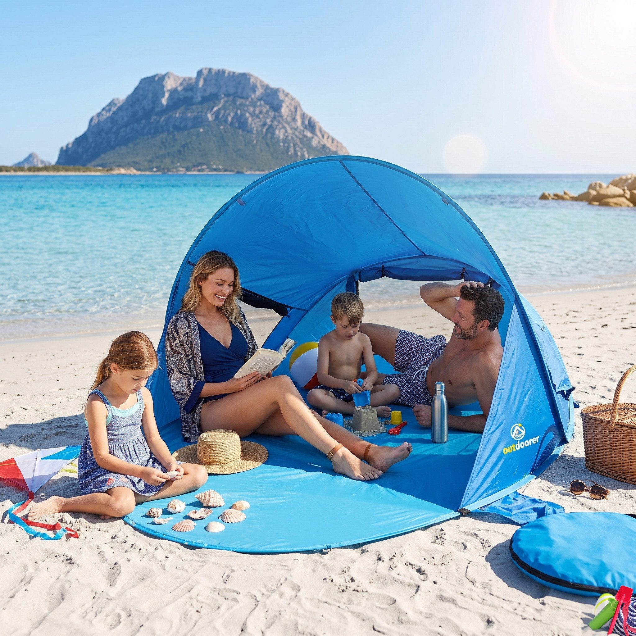 outdoorer Strandmuschel Pop up outdoorer Beach Air, Personen: 4, UV 80, Sonnen- & Windschutz, leicht, Minipackmaß