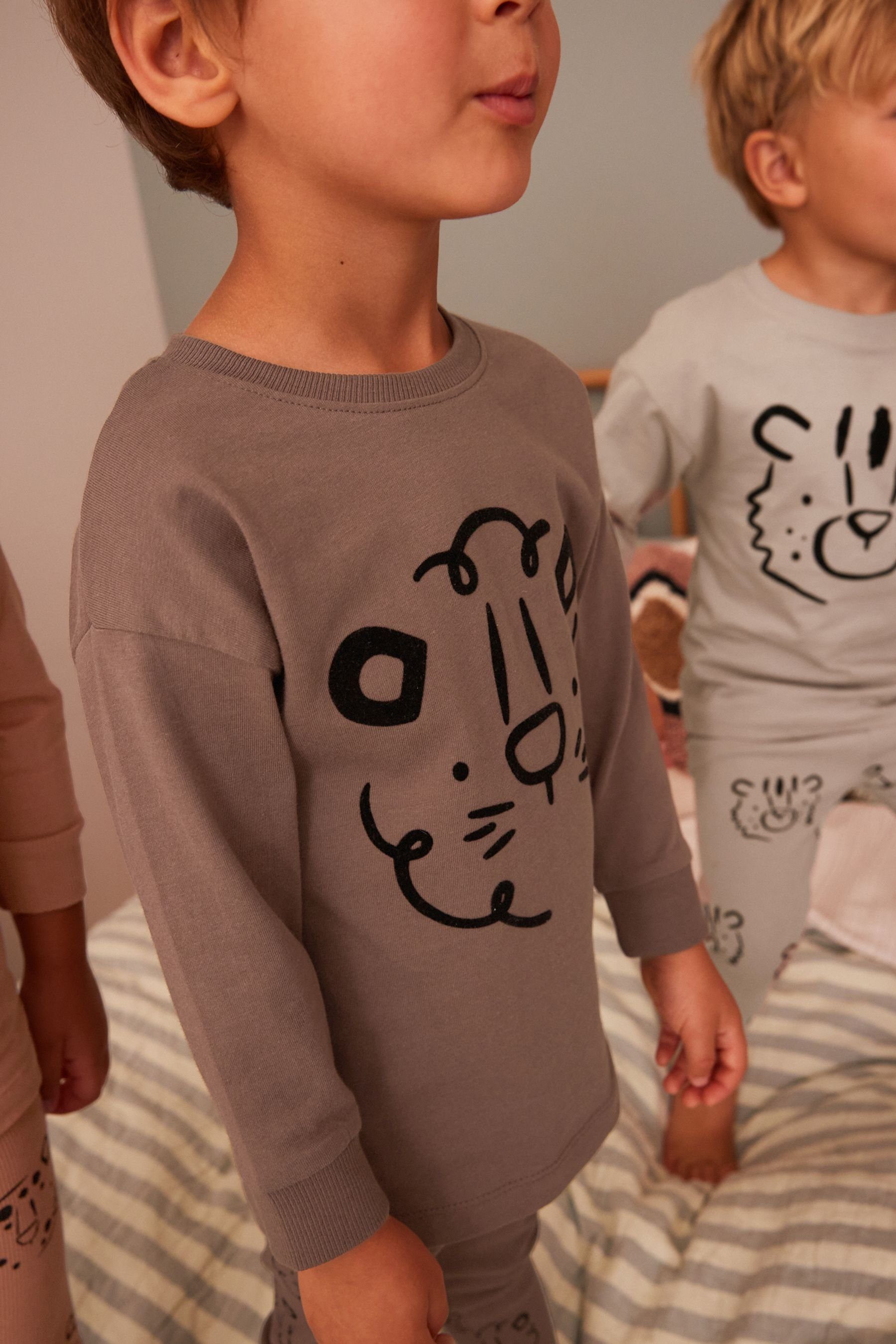 Next Animal Leggings-Pyjama, 3er-Pack (6 tlg) Snuggle Pyjama Gerippter Multi