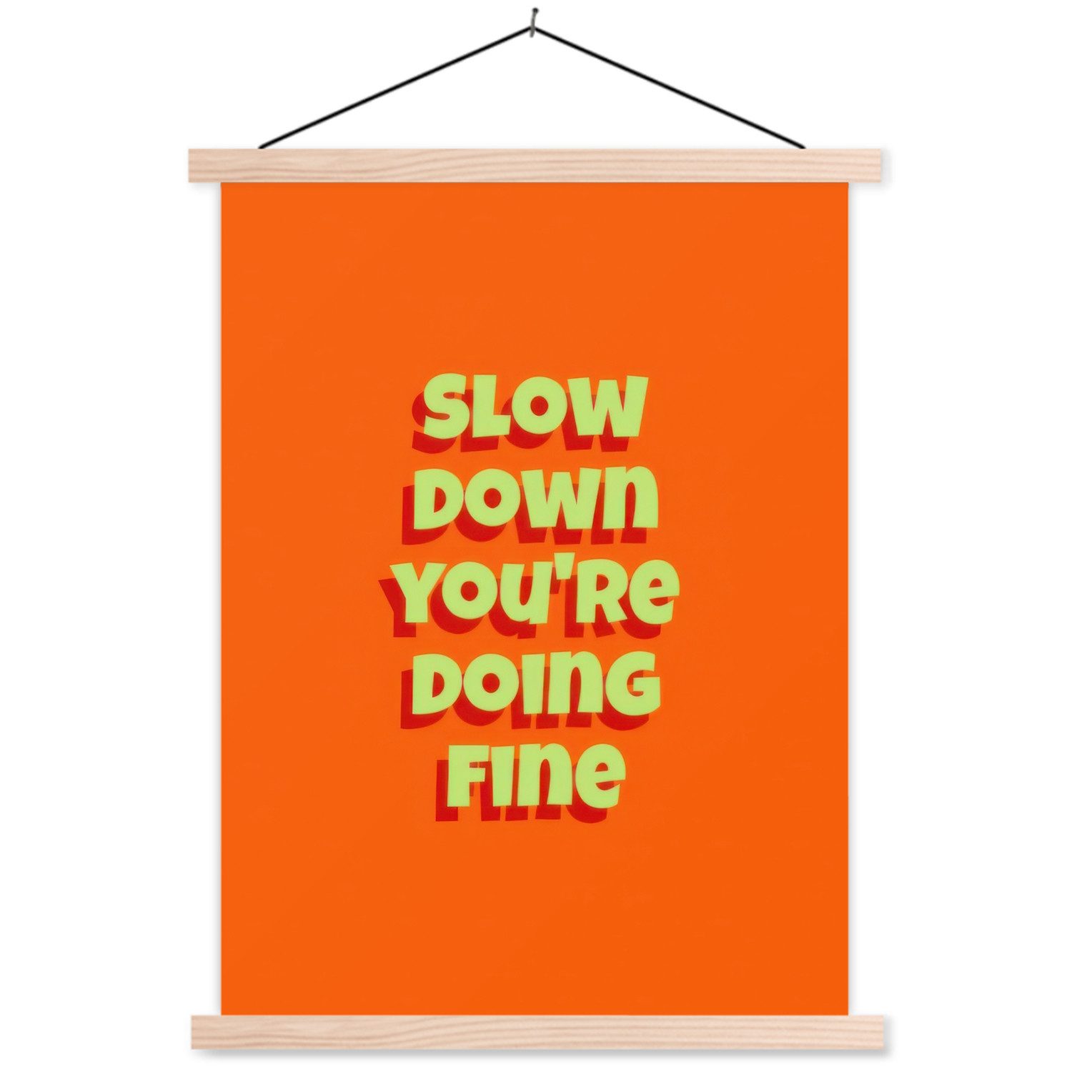 MuchoWow Poster Langsam, du schaffst das schon - Orange - Simple, (1 St), Posterleiste, Textilposter für Wohnzimmer, Bilderleiste, 60x80 cm