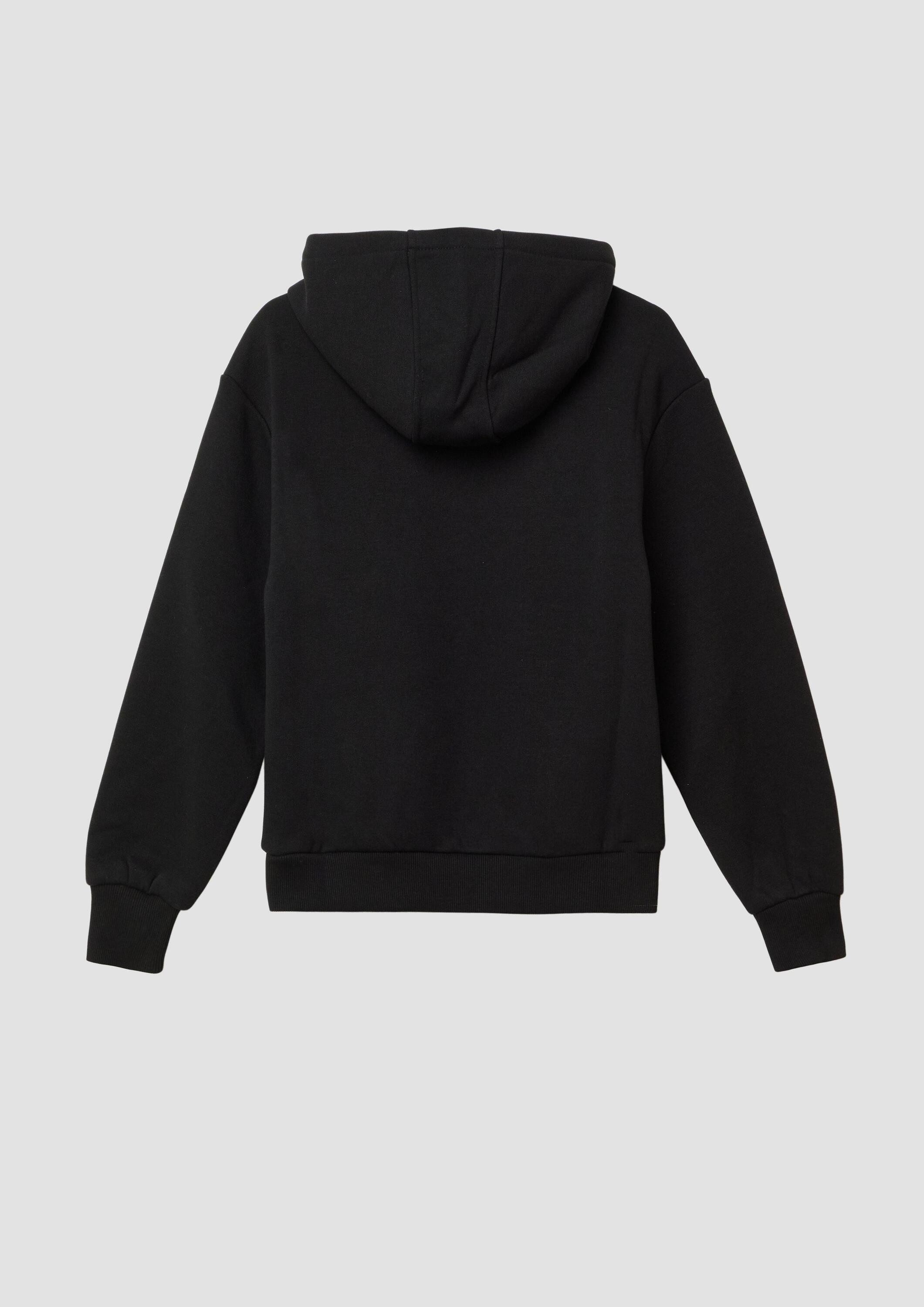 s.Oliver Sweatshirt Sweatshirt Kapuzen-Sweatshirt mit Frontprint und kuscheliger Innenseite
