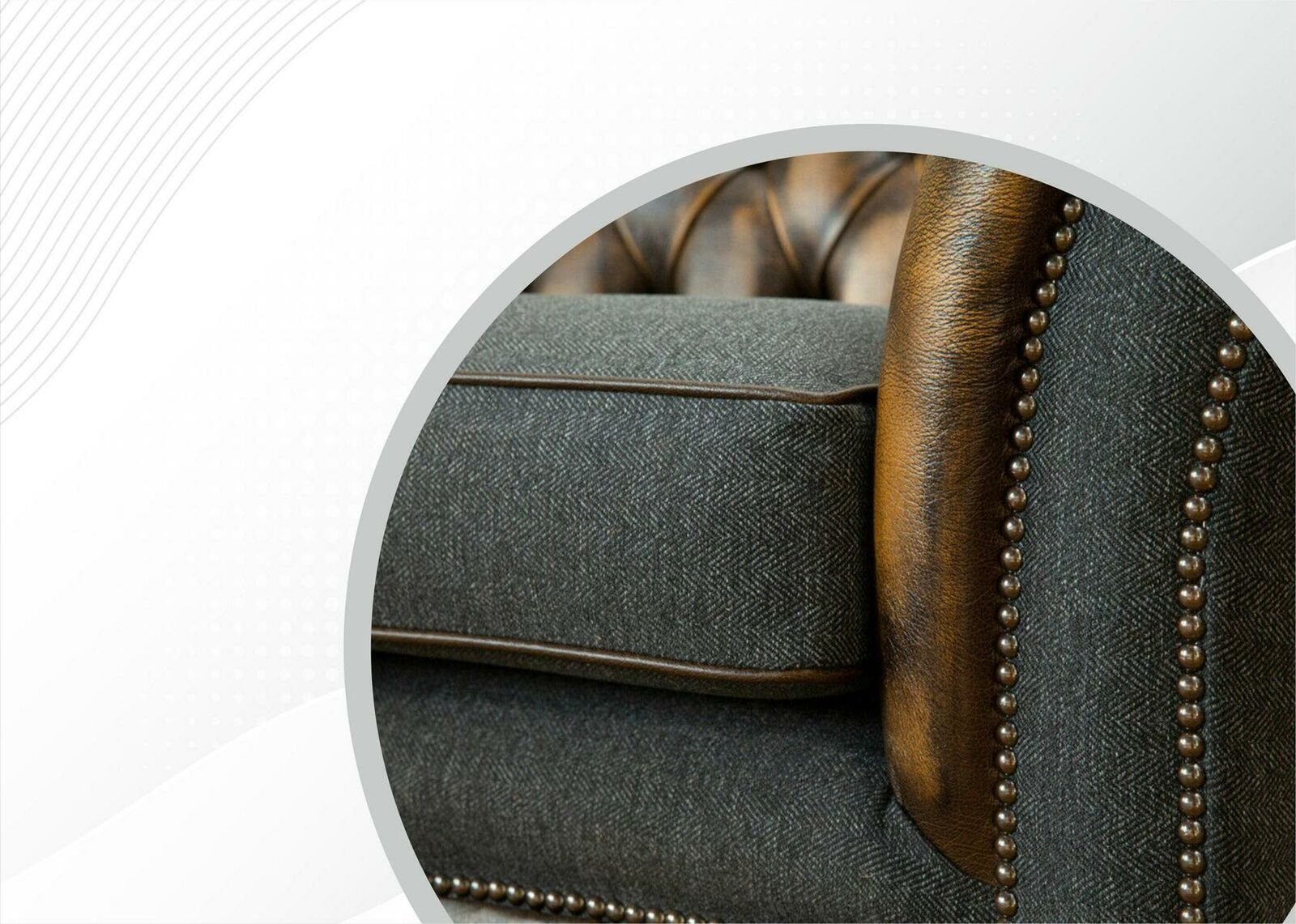 Möbel Luxus JVmoebel Leder Chesterfield-Sofa, Chesterfield Braune Modern 3 Sitzer Neu Wohnzimmer Stoff Sofa
