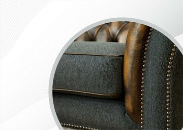 JVmoebel Chesterfield-Sofa, Chesterfield 3 Sitzer Braune Leder Stoff Wohnzimmer Modern Luxus Möbel