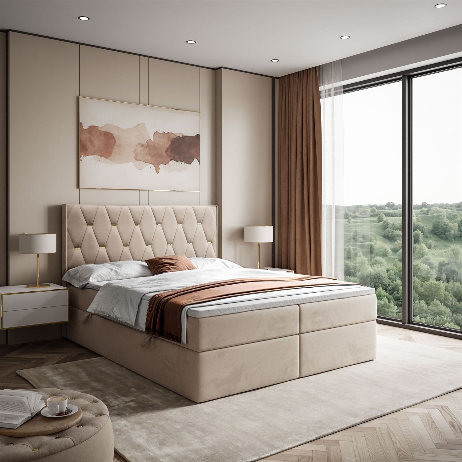 Lookway Boxspringbett IZOLDA mit Bettkasten und Topper (Boxspringbett mit Topper), mit Bettkasten und Topper