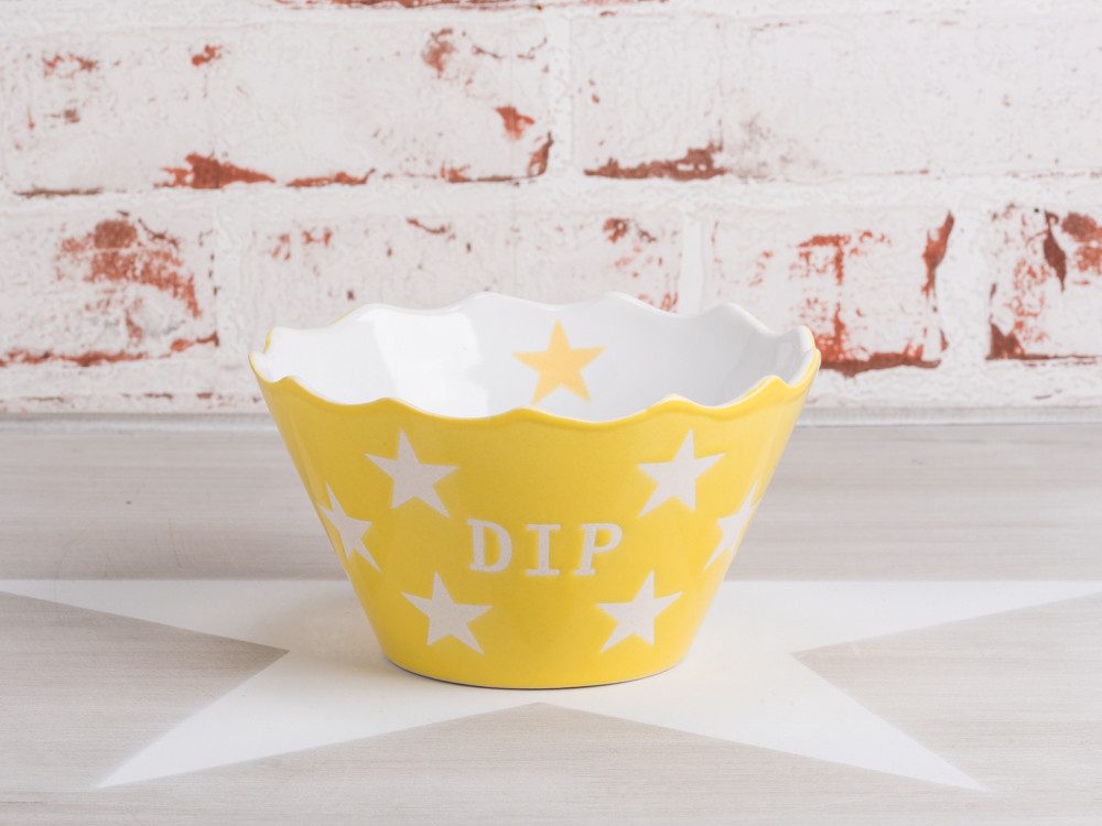 Krasilnikoff Schale Krasilnikoff DIP Schale GELB mit weißen Sternen