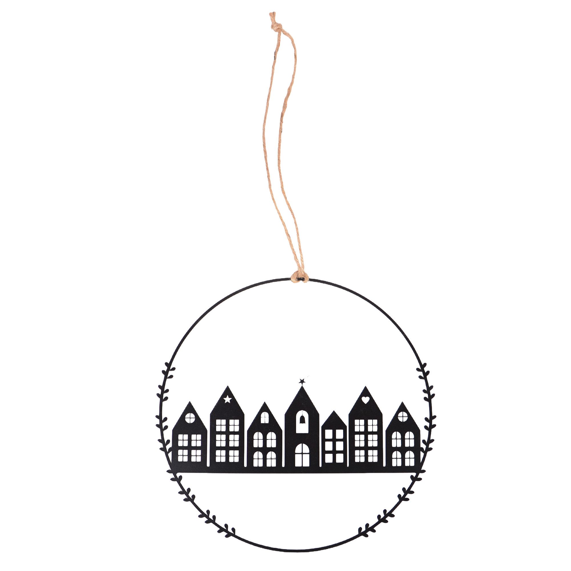 UNUS HOME Dekohänger Aufhänger Stadt Häuser (schwarz / 25cm), Hängedeko, Wanddeko, Fensterdeko hängend, Hausdeko
