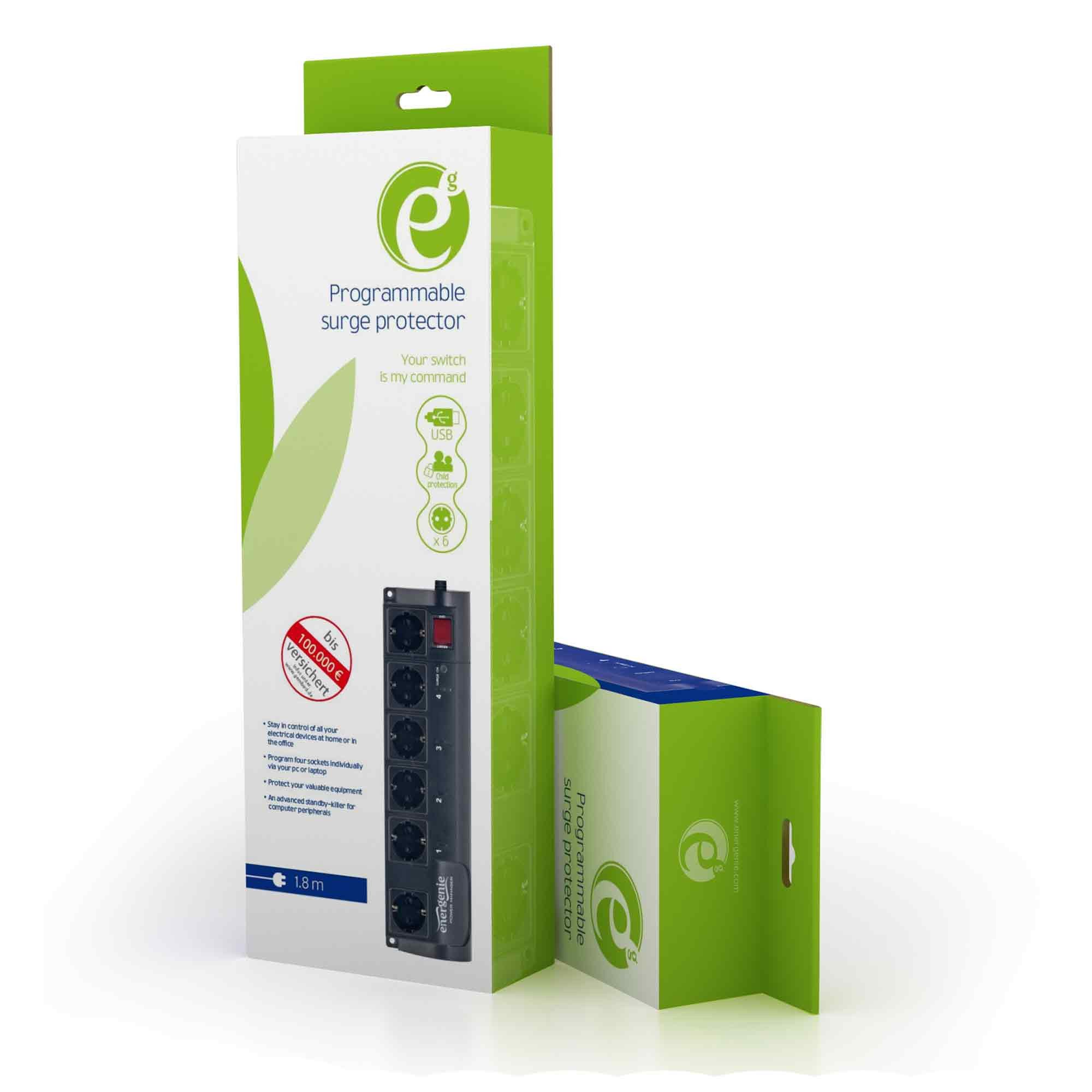 Gembird EG-PMS2 Steckdosenleiste 6-fach (Kontrollieren Sie alle Ihren elektrischen Geräte Zuhause oder im Büro), Die perfekte Lösung für Sicherheitssysteme