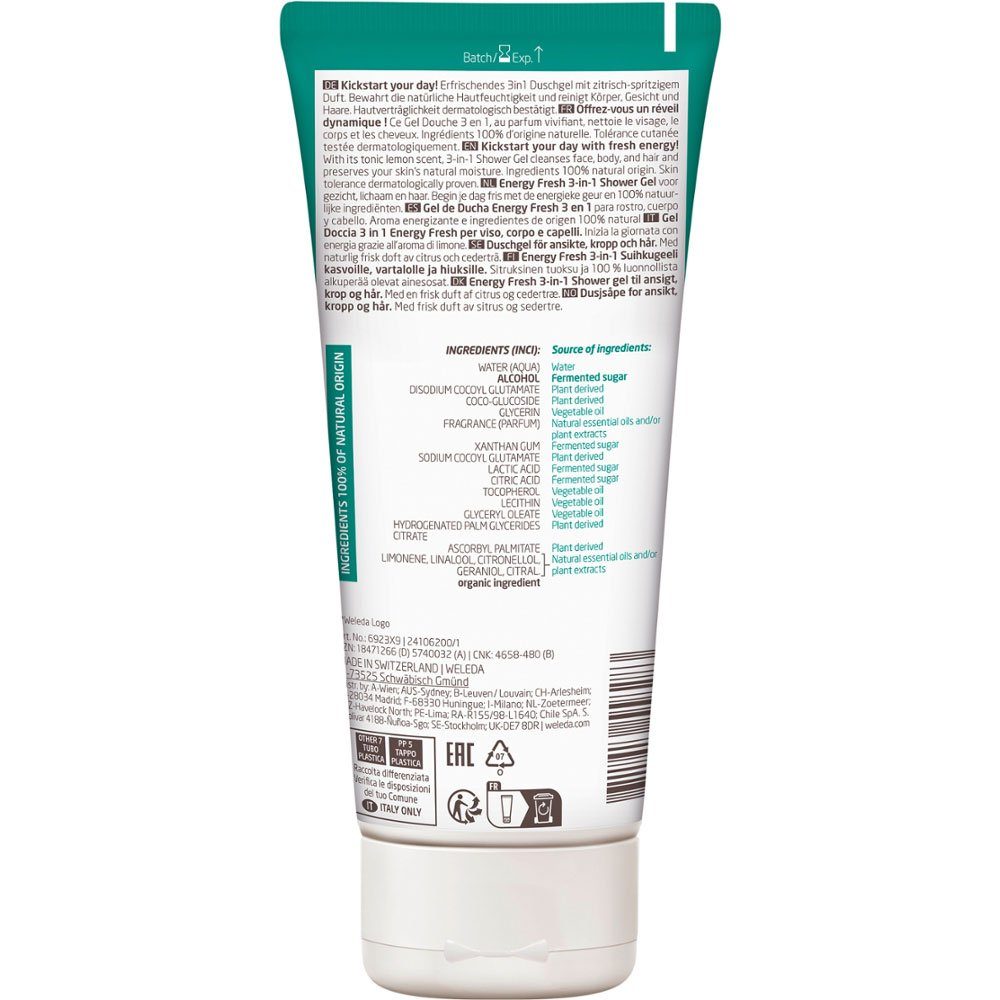 WELEDA Gesichtsgel For Men Energy Fresh in Shower Gel, 200 ml
