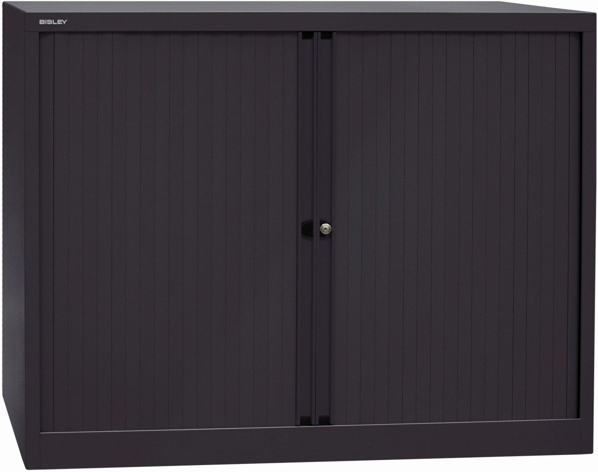 Bisley Aktenschrank Rollladenschrank Euro Stahl 2 Fachböden H 1029mm schwarz/schwarz