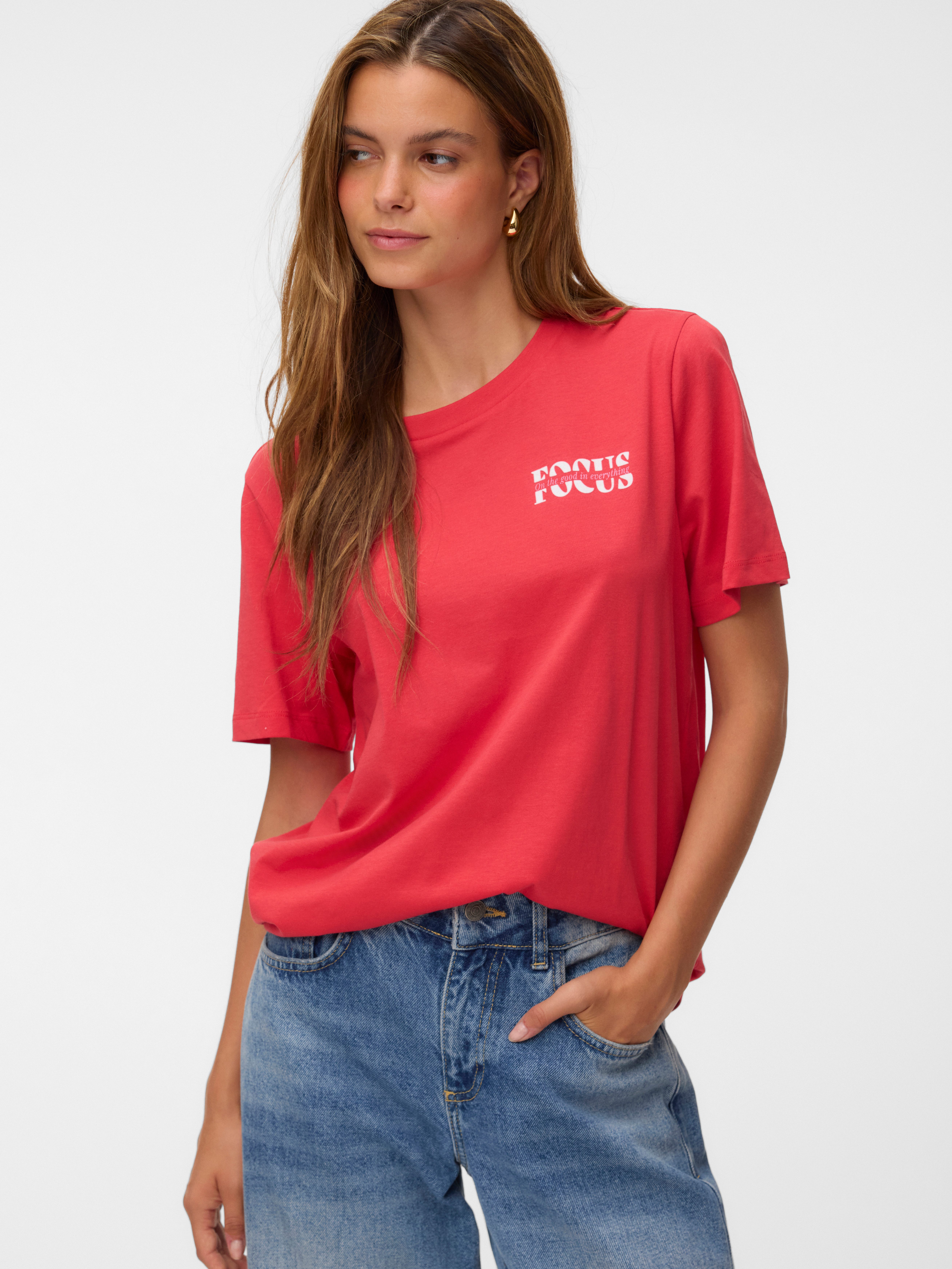 Vero Moda Kurzarmshirt VMHEIDI PAULINA SS TOP BOX JRS Baumwolle, regular fit
