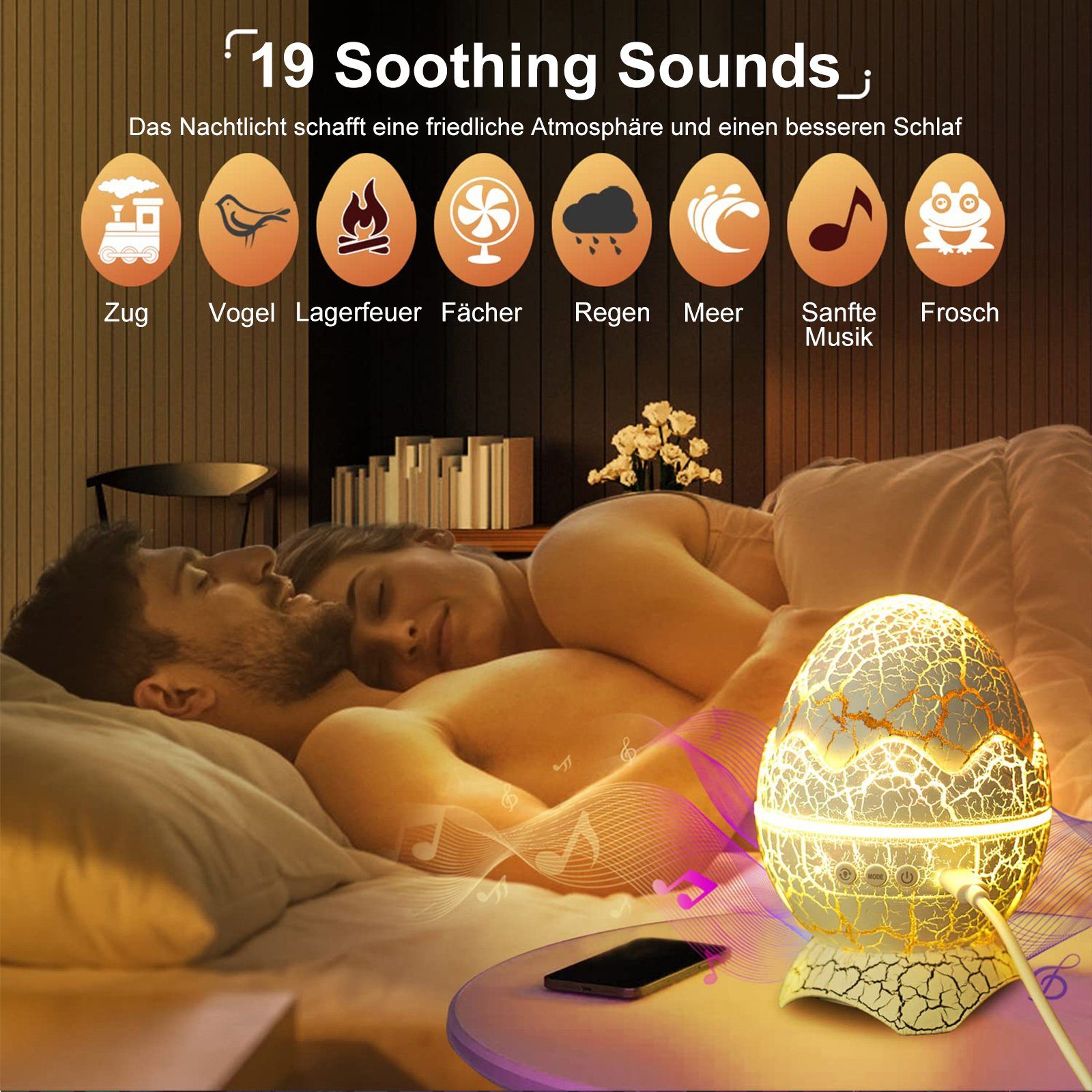 Lapalife LED-Sternenhimmel Nachttischlampe Projektor, 16 Farben Nachtlichter, Timer, Fernbedienun, LED fest integriert, Bluetooth-Lautsprecher mit Mikrofonen, f – Bild 4 von 5