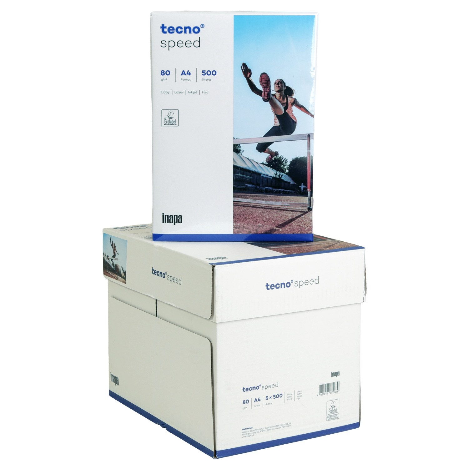 INAPA Копировальная бумага 5x tecno Speed Копировальная бумага 80g /m² DIN A4 2500 Blatt, Weiß Druckerpapier Papier Копировальная бумага für Büro Drucker Kopierer Fax