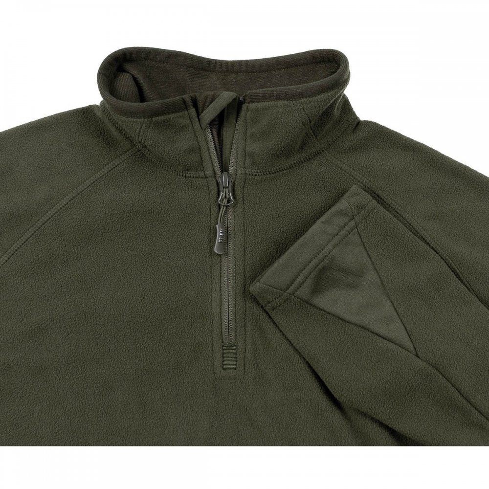 MFH Langarmshirt Shirt, "Troyer", Microfleece, langarm, oliv, 200 g/m² -