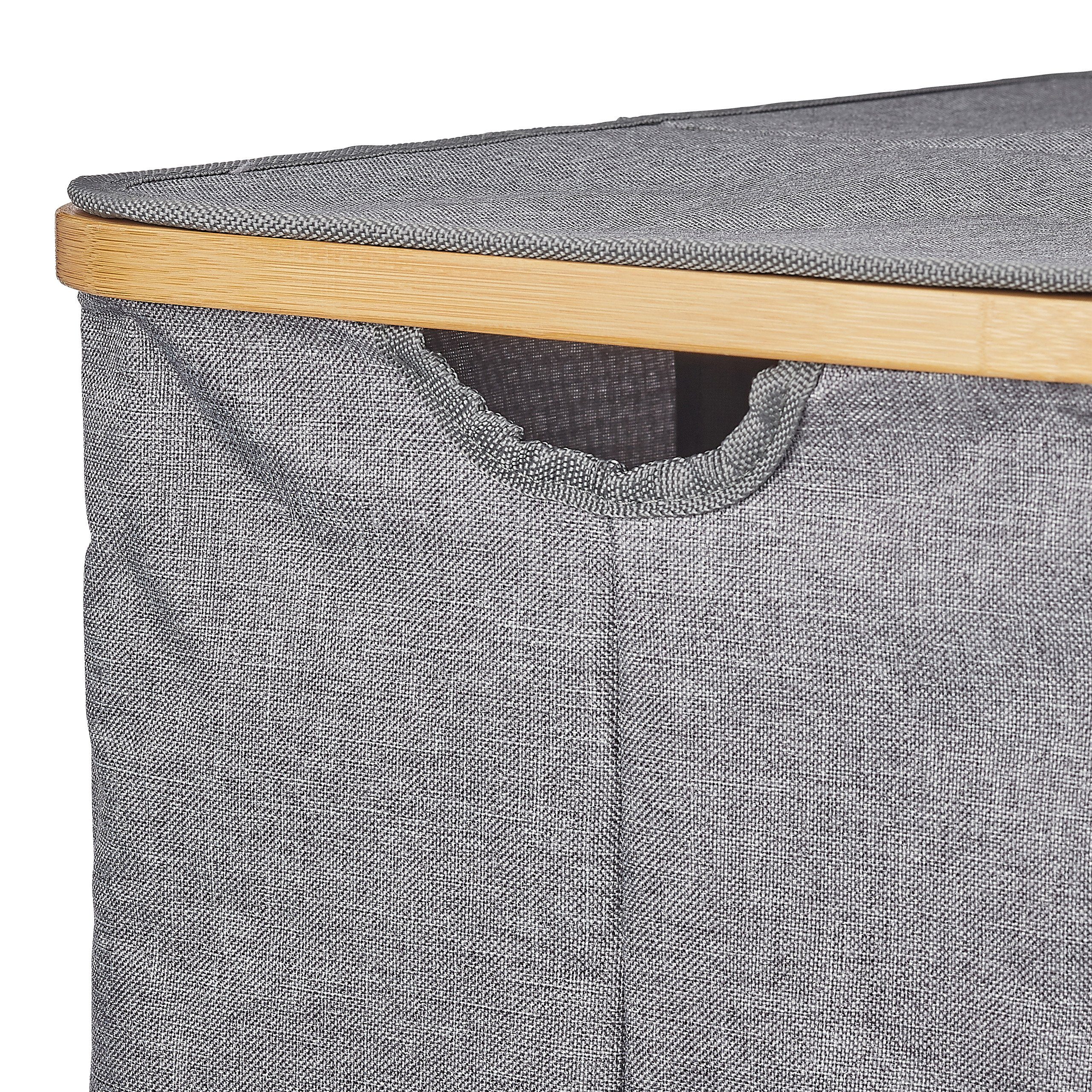 relaxdays Wäschekorb Doppel Wäschekorb mit Deckel grau