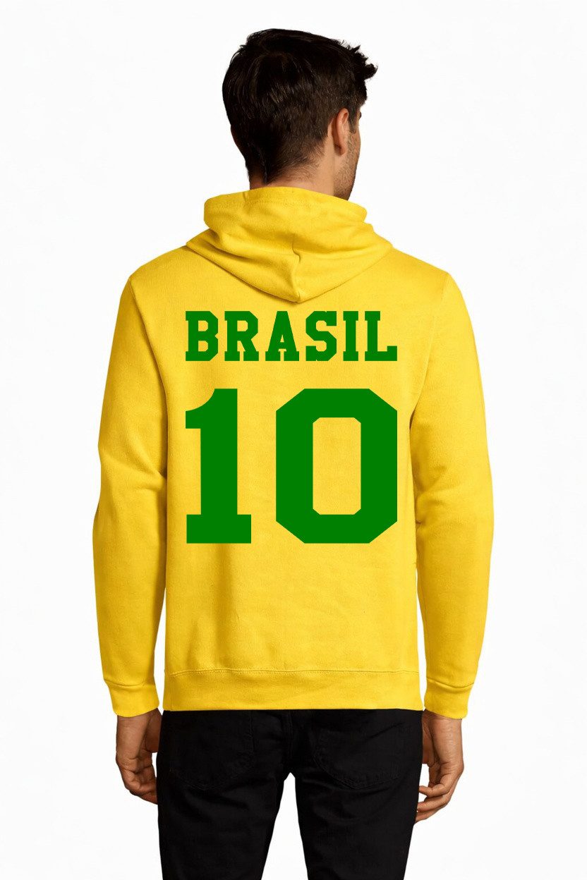 Blondie & Brownie Hoodie Brasilien Hoodie Herren Sport Kapuzenpullover Retro Fan Merch Print Brasilien Retro Fan-Kapuzenpullover Zehn