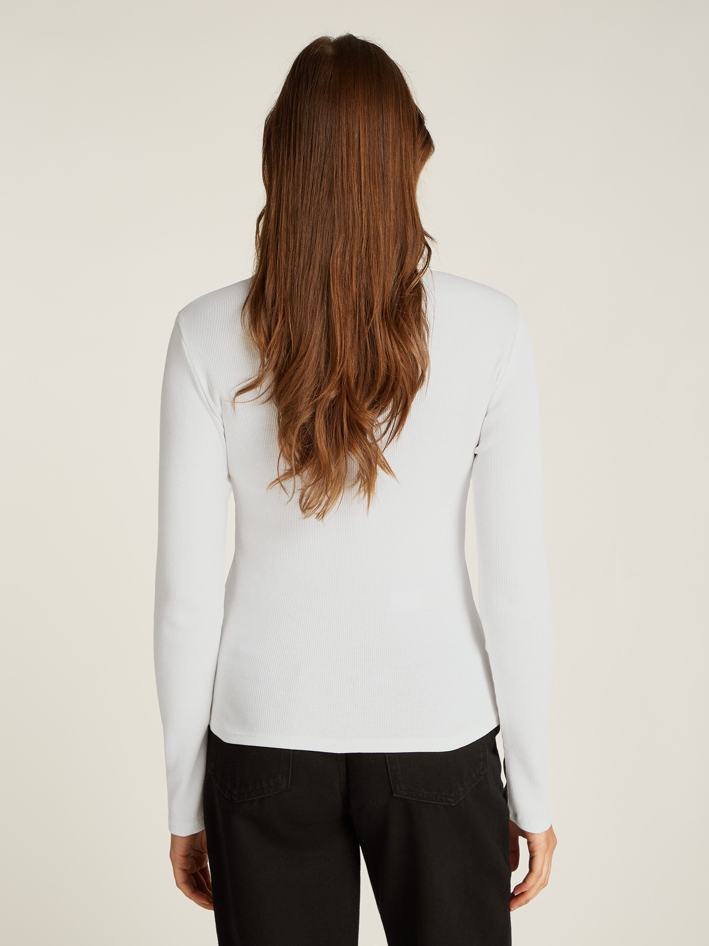 Tommy Jeans Curve Langarmshirt TJW SLIM BUTTON RIB in Großen Größen, Rippop günstig online kaufen