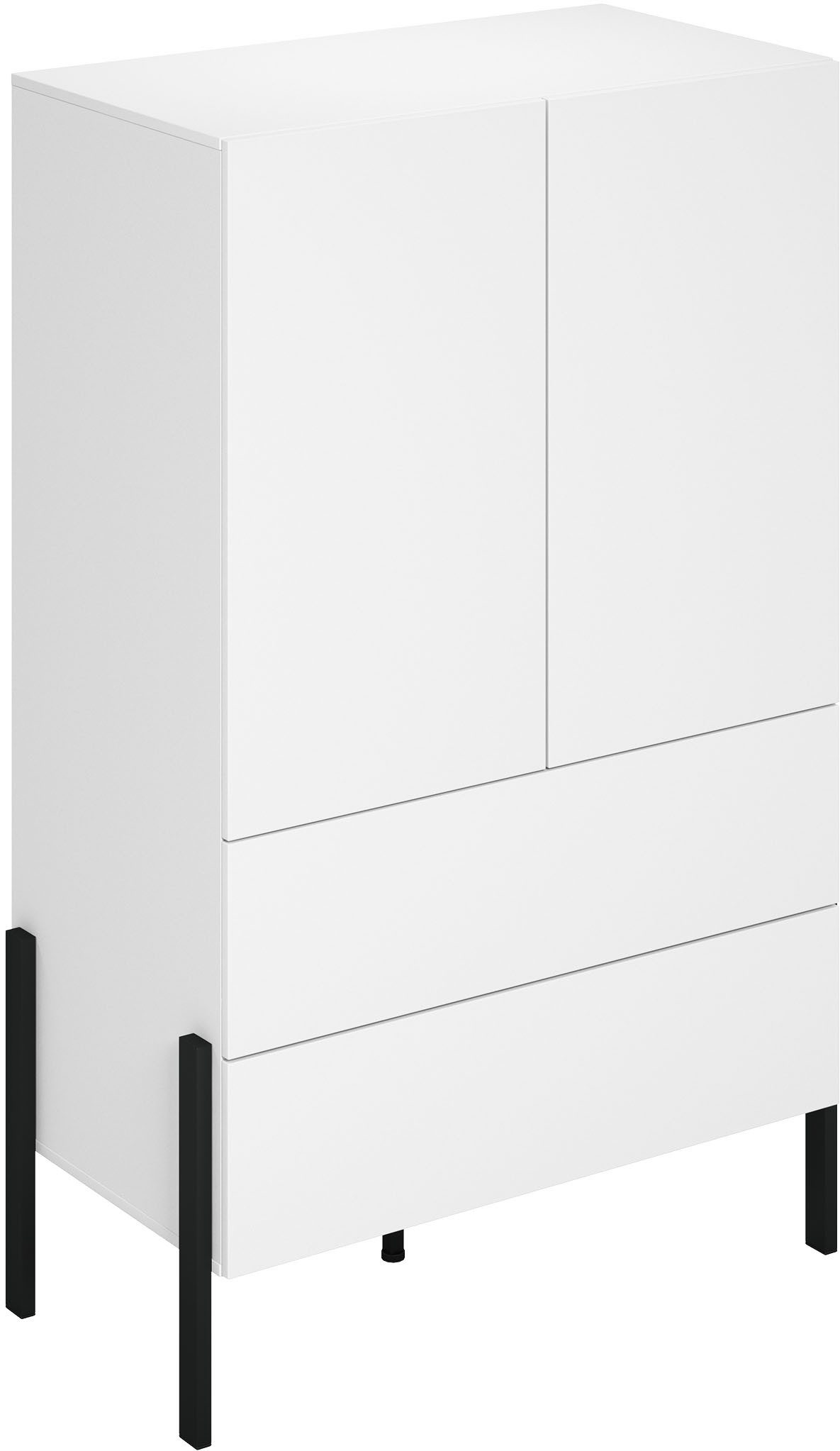 OTTO home Wäscheschrank Jukon, moderner griffloser Kleiderschrank, Metallfüsse, Made in Europe (90x150x50, ideal für kleine Räume oder Nischen) Mehrzweckschrank,2 Schubladen, 2 Türen, FSC-zertifiziert