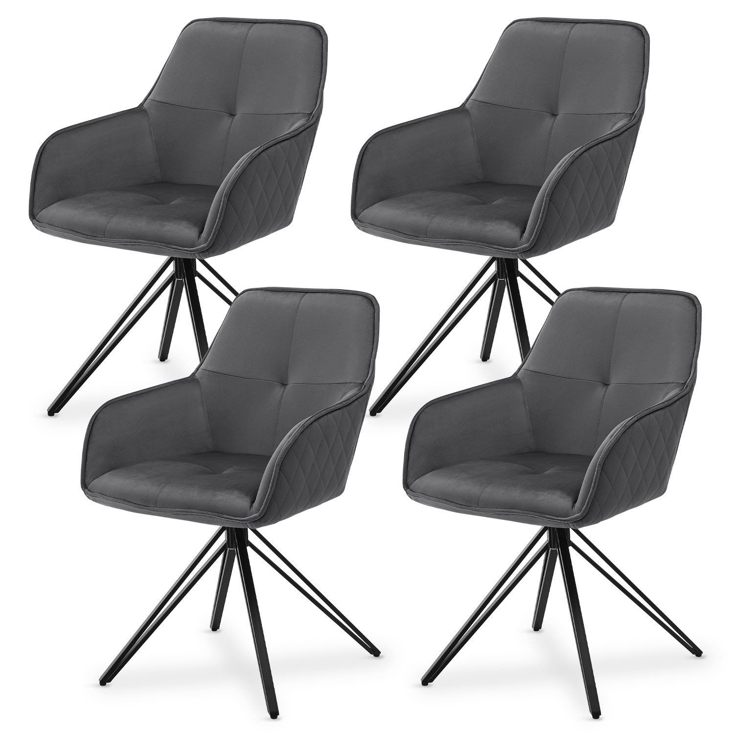 Juskys Esszimmerstuhl Clyde, 4er Set, Stoff günstig online kaufen
