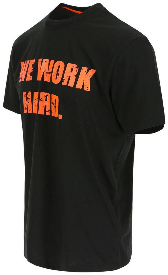 Herock T-Shirt Anubis Kurze Ärmeln, Aufdruck: We Work Hard, Rippstrick  Kragen - in 2 Farben