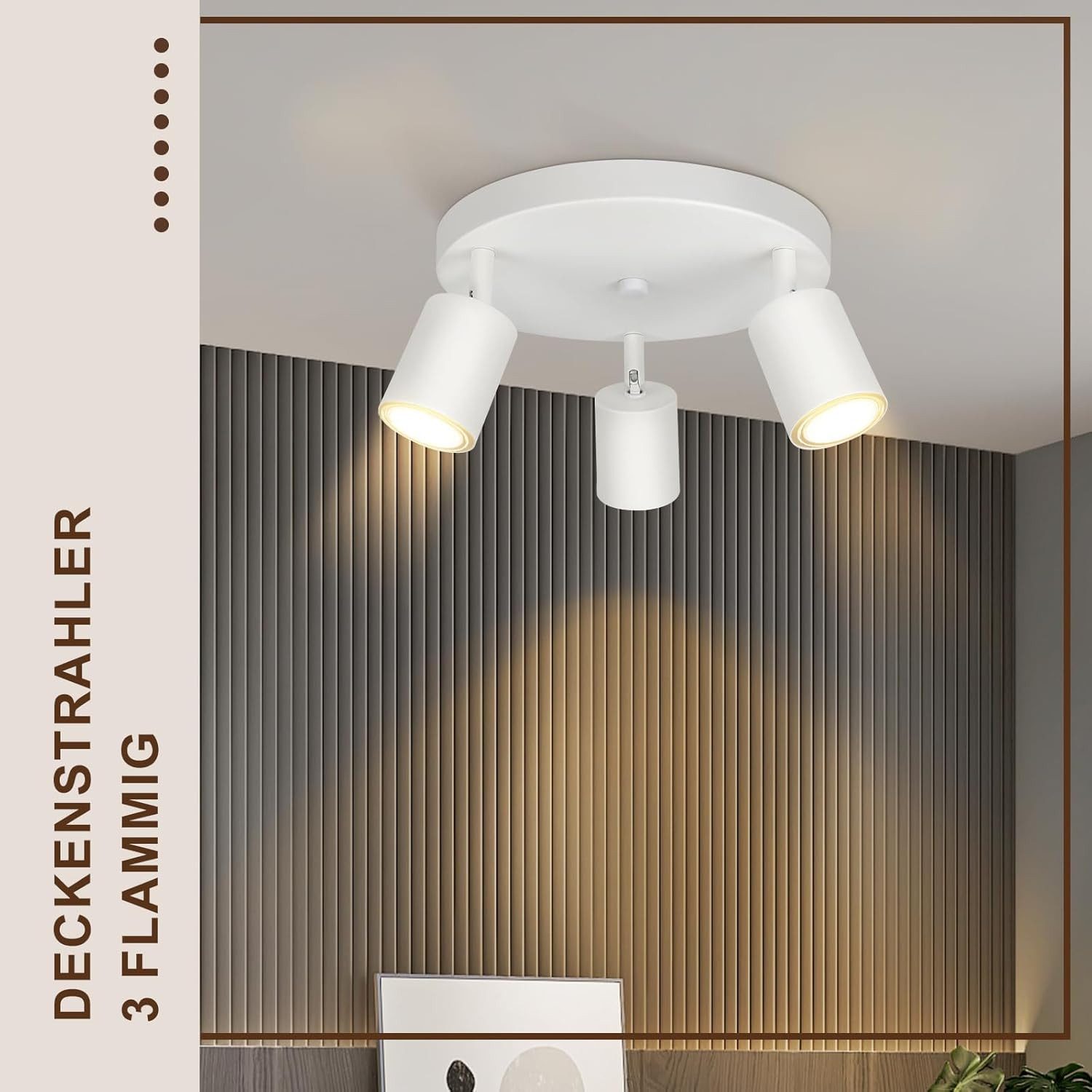 ZMH LED Deckenstrahler Retro Deckenleuchte Weiß/Schwarz -GU10 350°Schwenkbar Schlafzimmer, ohne Leuchtmittel, Modern Flurlampe Industrial Wandstrahler für Wohnz – Bild 2 von 5