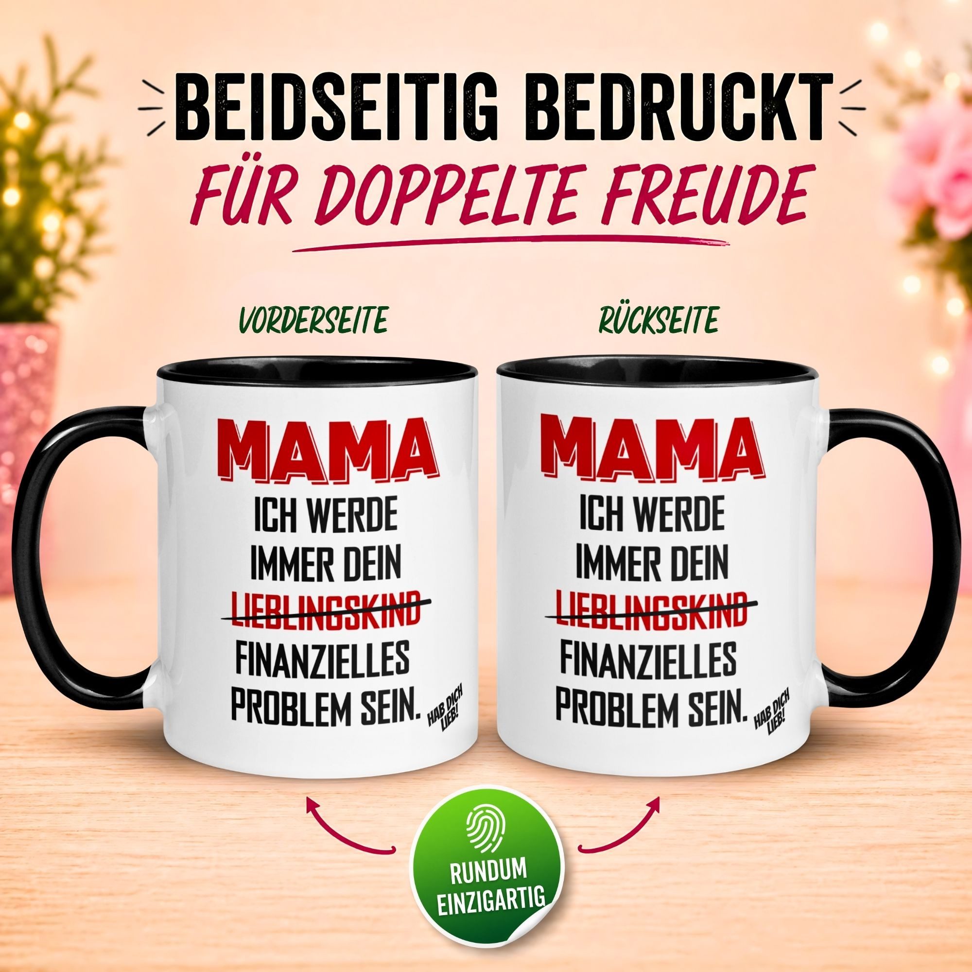 Momentals Tasse Mama – „Für immer dein finanzielles Problem“ – Beste Mama Geschenk, Gratis Versand · Links-&Rechtshänder · Spülmaschinenfest