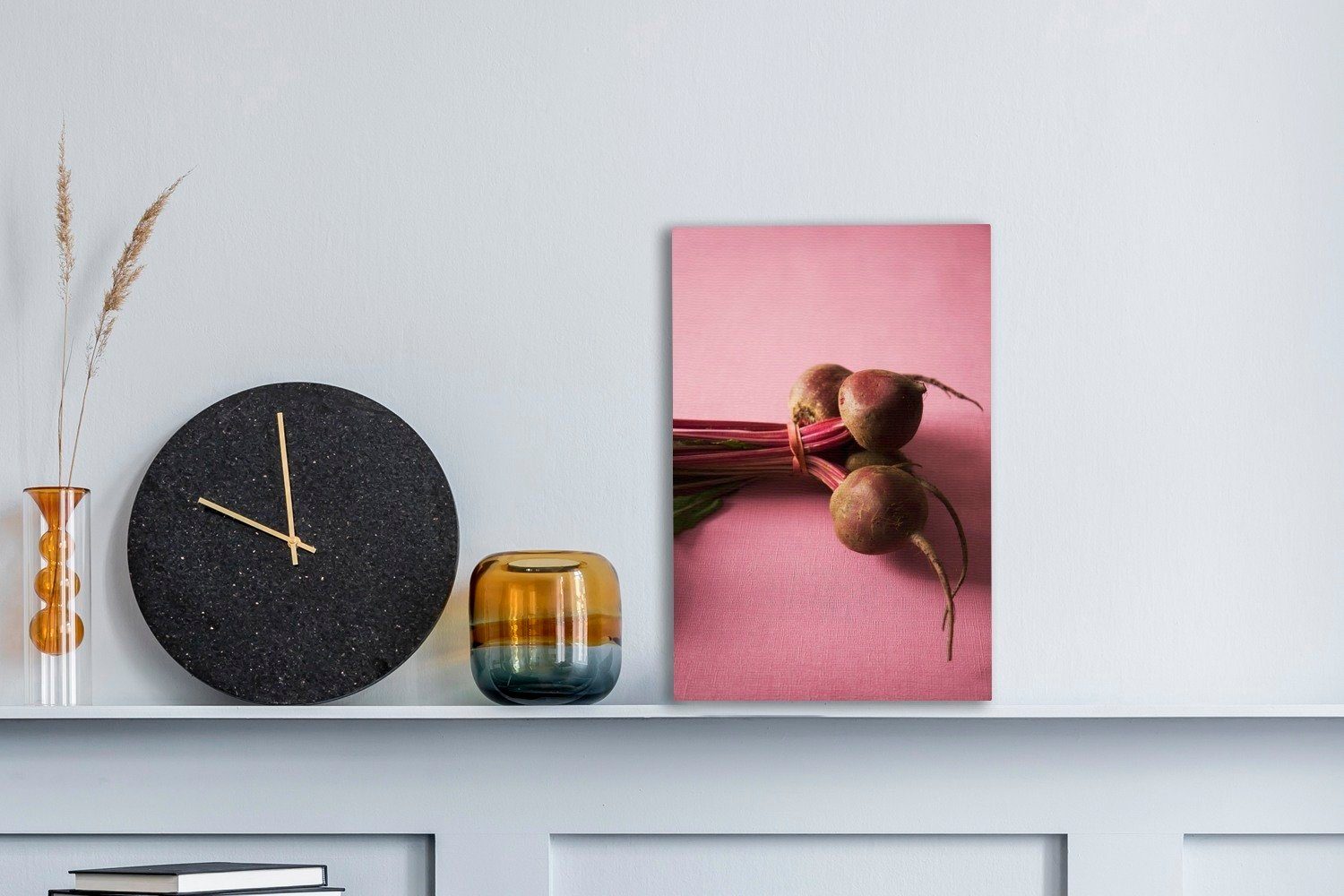 (1 20x30 inkl. Zackenaufhänger, auf bespannt Ein aus Rüben einer OneMillionCanvasses® roten Leinwandbild fertig Leinwandbild rosa Wald Leinwand, cm St), Gemälde,