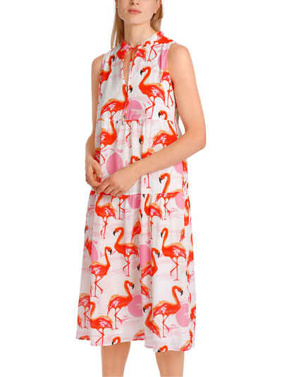 Marc Cain Maxikleid "Collection Summer Flash" Premium Damenmode Stufenkleid mit Flamingo-Print