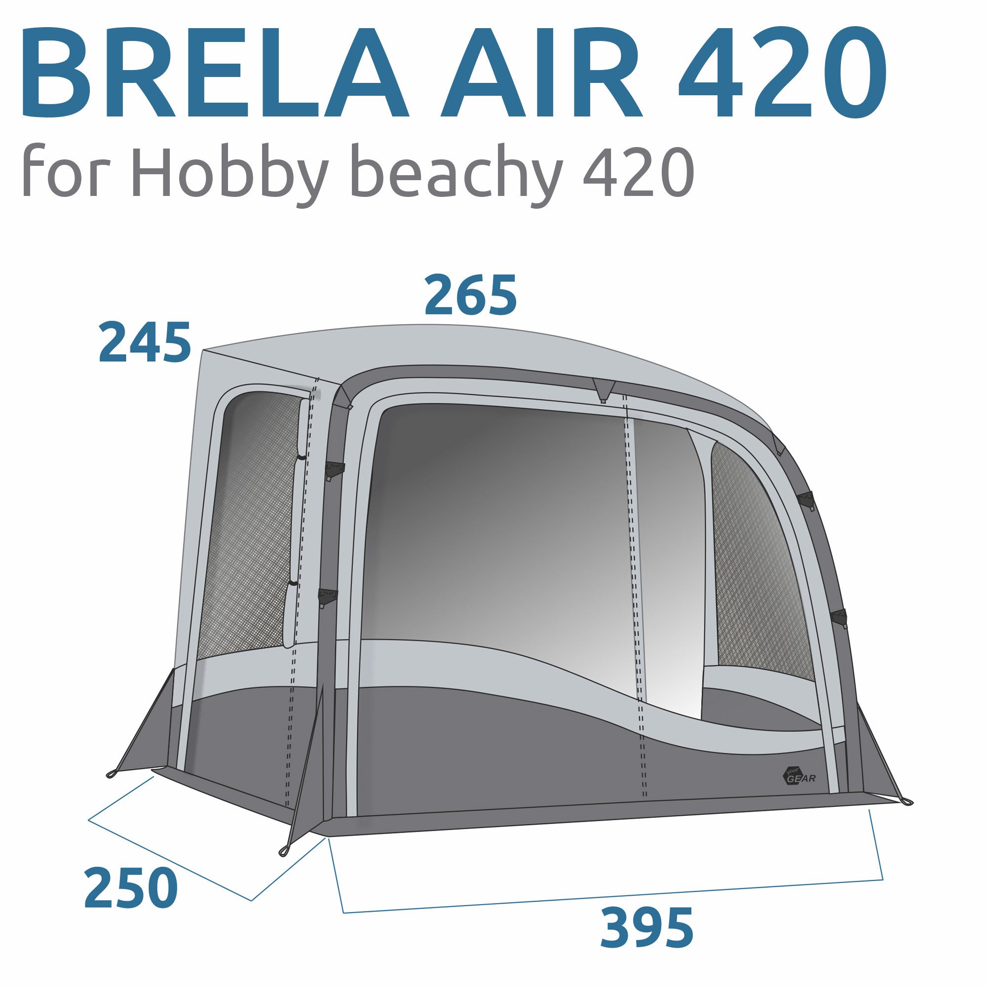 yourGEAR Vorzelt your GEAR Brela Air 420 - aufblasbares Vorzelt für Hobby beachy 420, Personen: 0