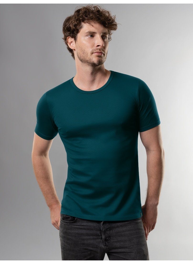 Trigema T-Shirt TRIGEMA T-Shirt aus Baumwolle/Elastan saphir