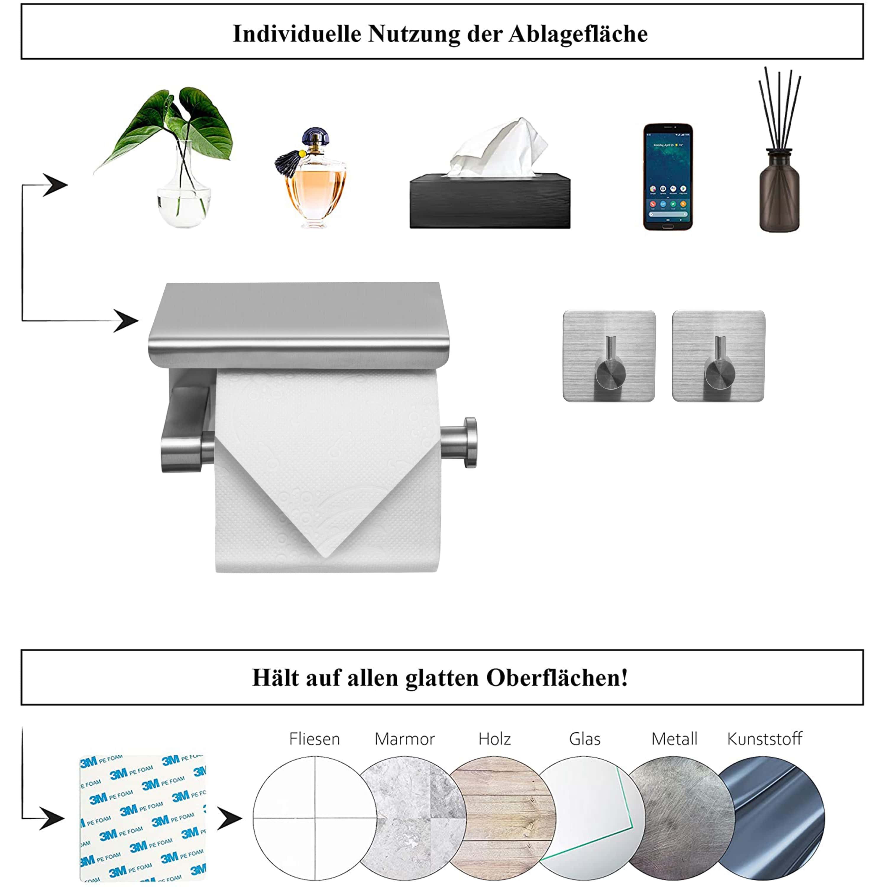 Dolvhin Toilettenpapierhalter ohne Bohren & 2 günstig online kaufen