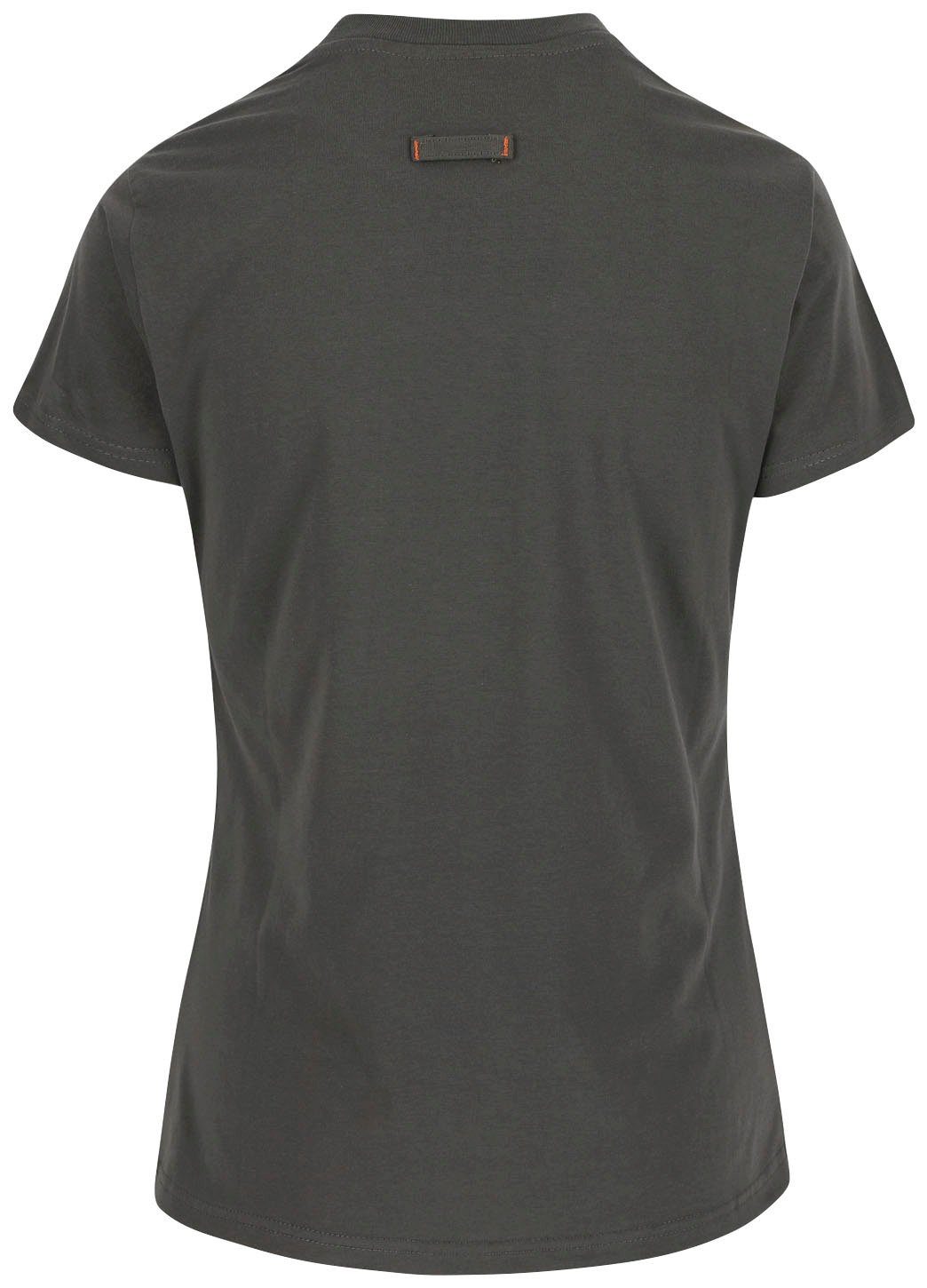 Herock T-Shirt Epona angenehmes grau Tragegefühl hintere Kurzärmlig 1 Damen T-Shirt Schlaufe, Figurbetont