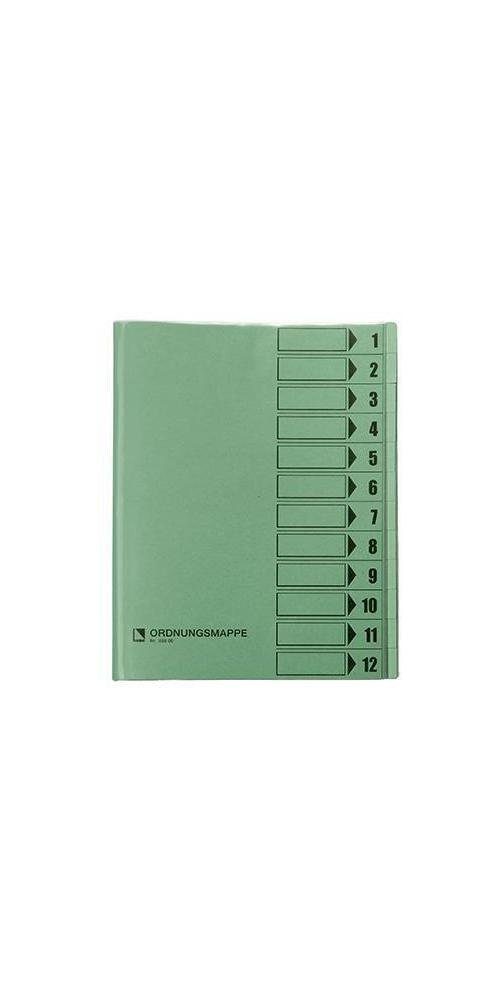 bene Organisationsmappe Ordnungsmappe DIN A4 250g/m² Farbe: grün 12 Fächer