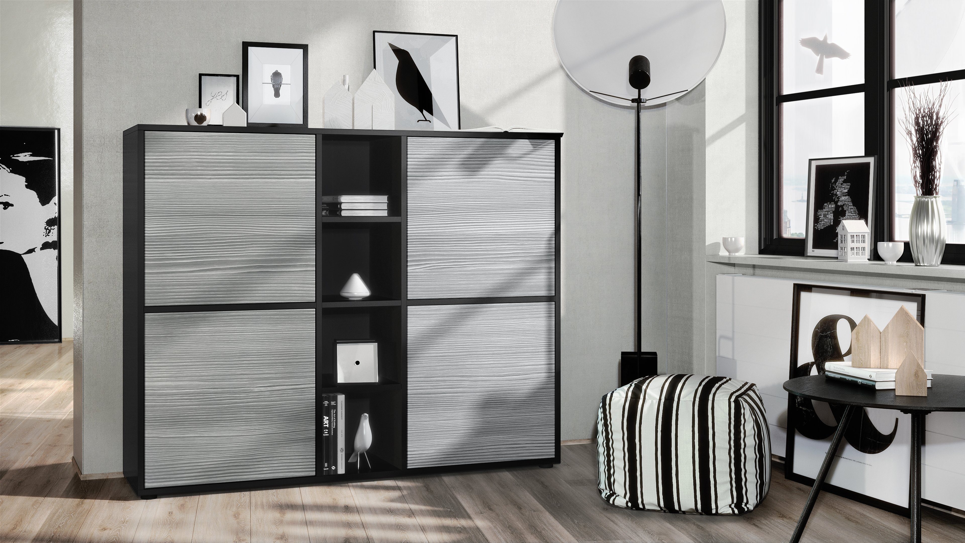 Vladon Highboard Cuba V3 (Highboard, Schrank Anrichte Cuba V3 mit 12 Fächer günstig online kaufen