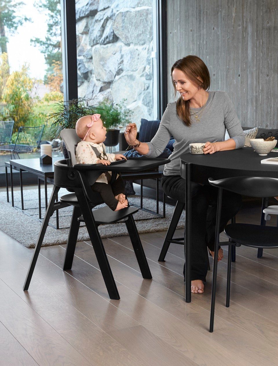Stokke Kinderstuhl mit Babyset plus Bundle STEPS™ - Hochstuhl Tray Black/Black