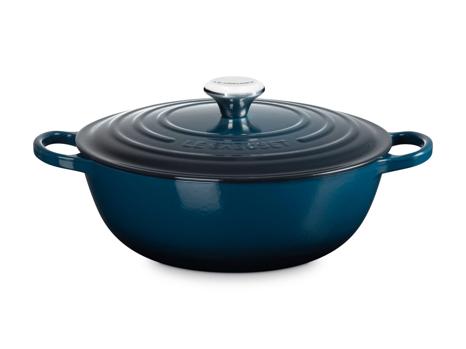 LE CREUSET Bräter Bräter La Marmite Signature rund nuit 28cm, Emailliertes Gusseisen