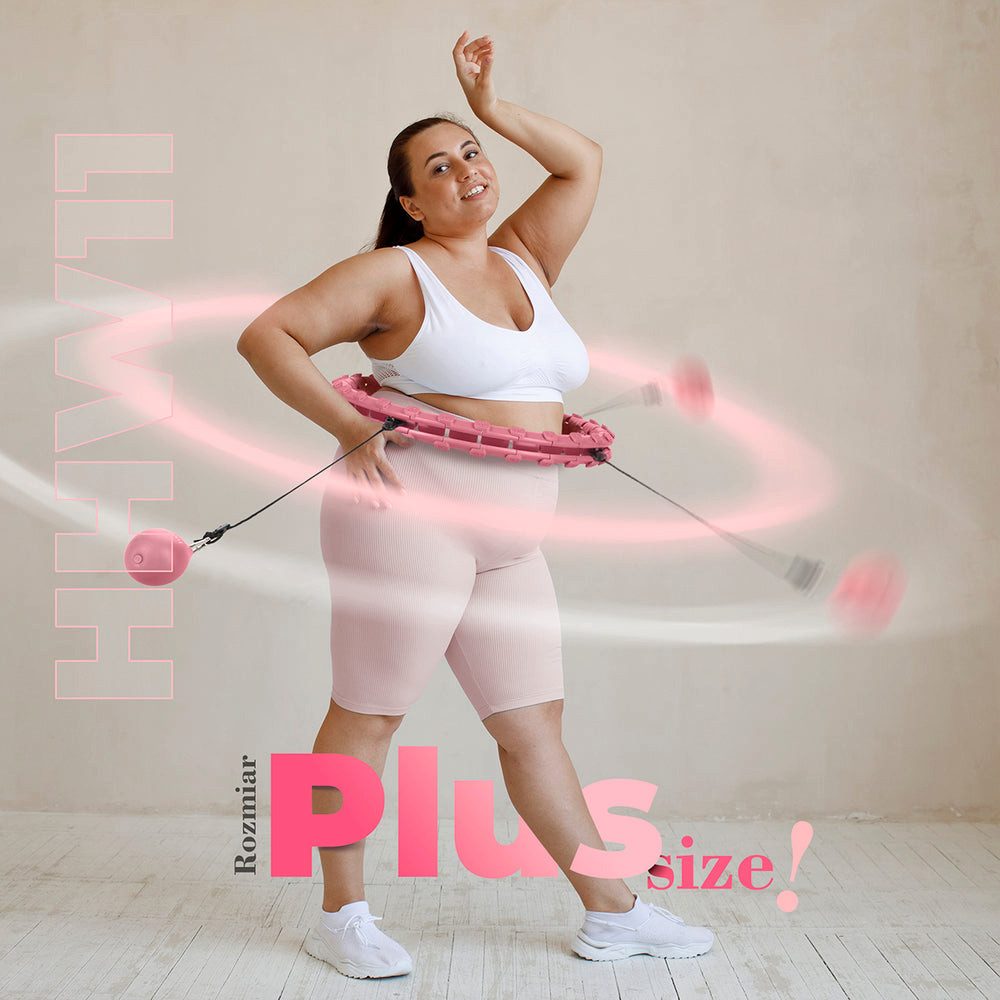 HMS Hula-Hoop-Reifen Fitnessreifen Taillentrainer Bauchtrainer (Spar-Set, 1-tlg., 48 cm verstellbar), Plus Size, 26 Elemente, Schwerkraftball, Massage