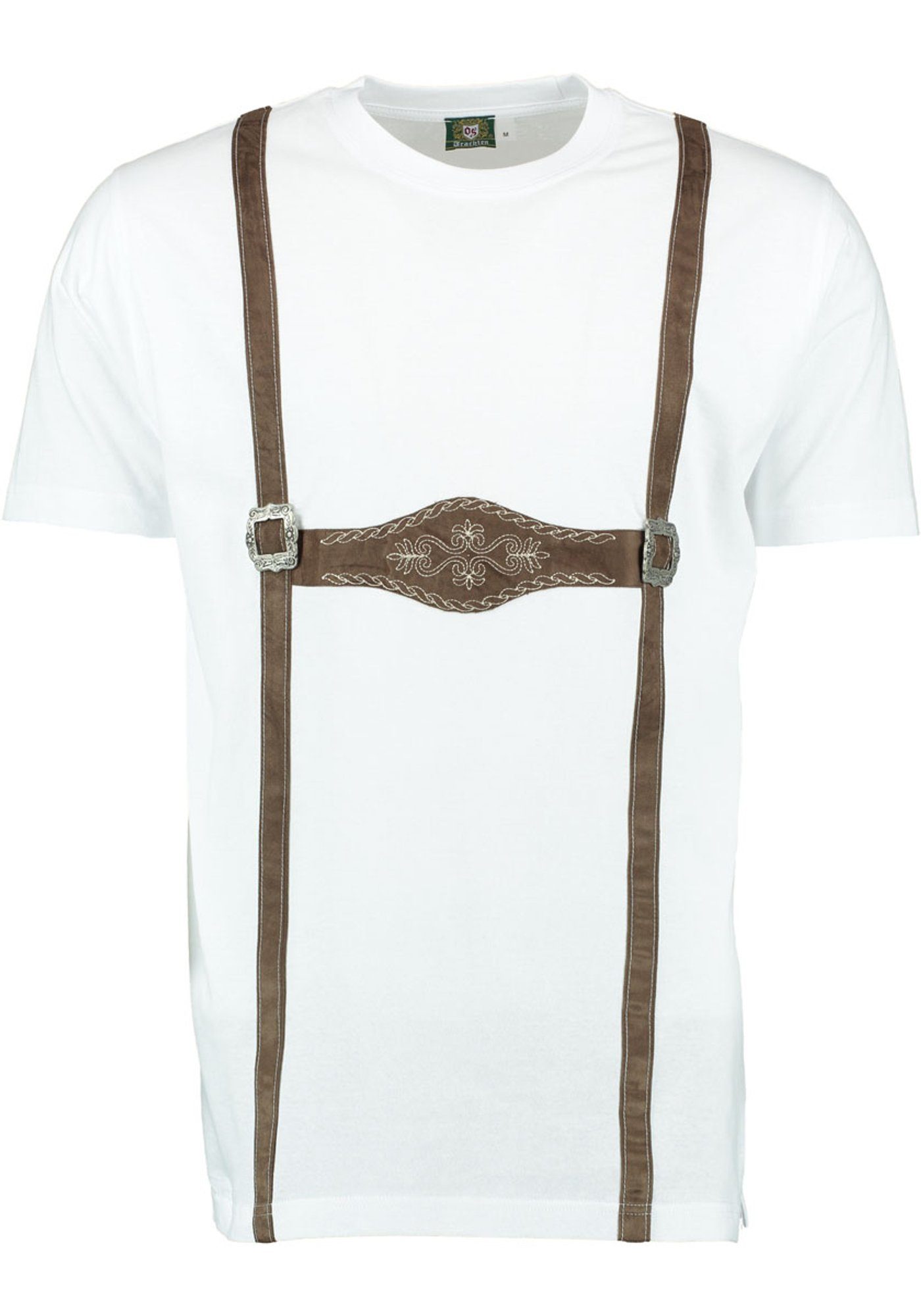 OS-Trachten Trachtenshirt Lahuke T-Shirt mit Rundhalsausschnitt und aufgenähten Hosenträger