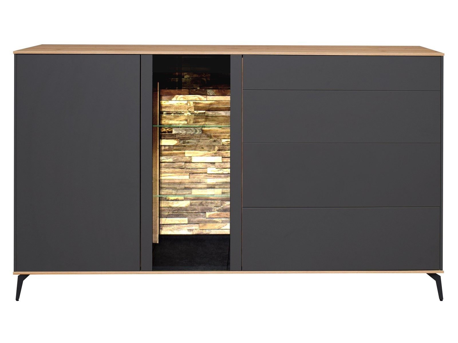 Storado Sideboard Faro Metallf Sideboard 20040, Das Sideboard "Faro" kombiniert edle Asteiche und moderne, matt.