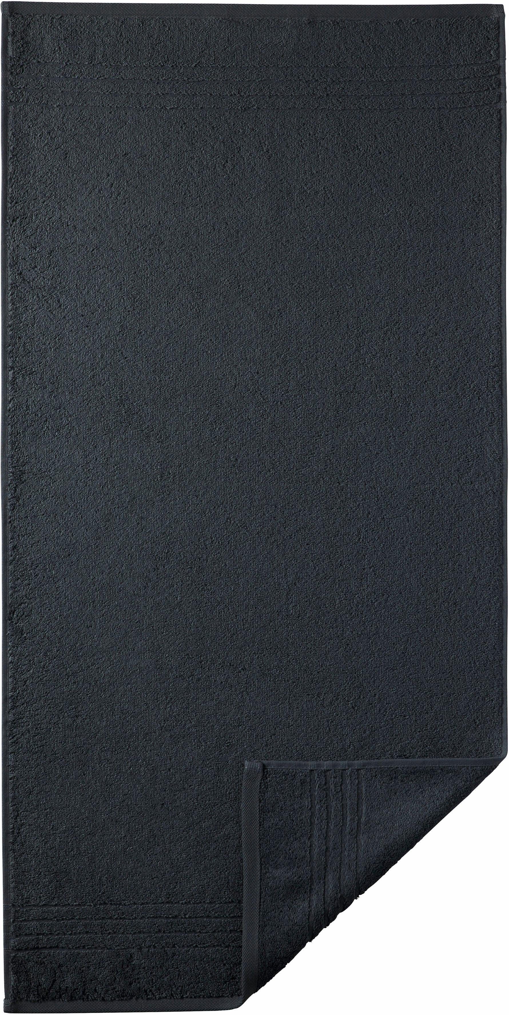 Egeria Badetücher Madison, Walkfrottee (1-St), Baumwolle reine Uni-Programm Streifenbordüre, schwarz mit