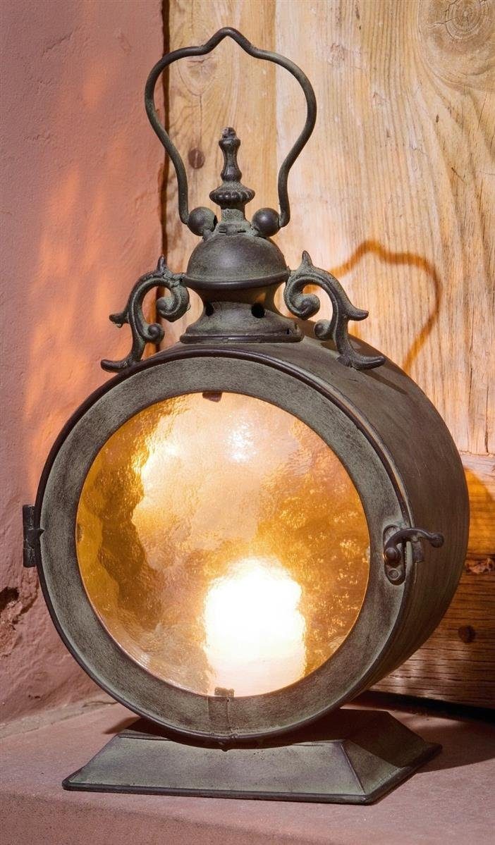 Dekoleidenschaft Kerzenlaterne "Bullauge" Metall Laterne in Antik Optik, Wi günstig online kaufen
