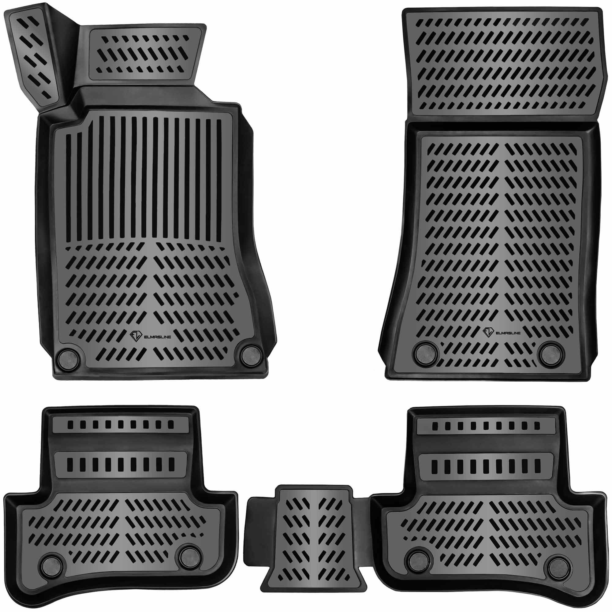 ELMASLINE Auto-Fußmatten Gummi (4 St), für MERCEDES-BENZ C-KLASSE (2000-2007) W203 / S203 - 3D Gummimatten mit extra hohem Rand für mehr Schutz - Passend für Baujahre:, 2000 - 2007