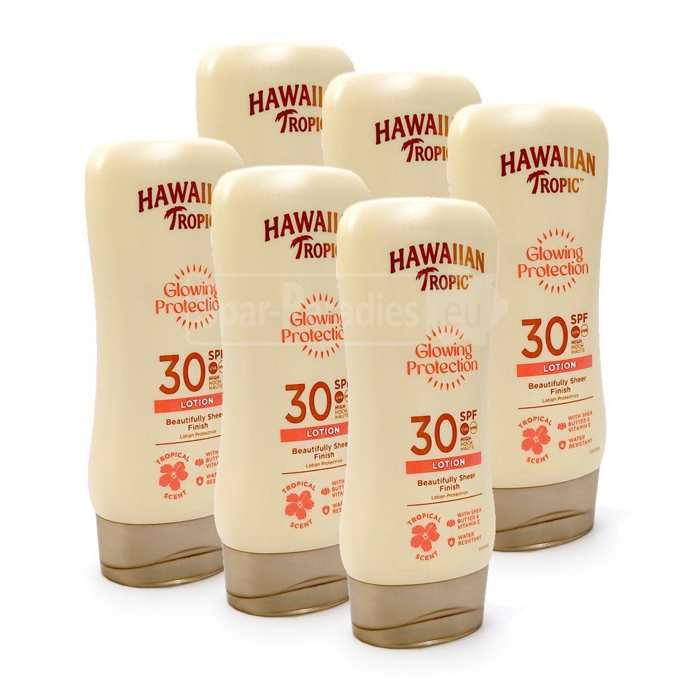 Hawaiian Tropic Sonnenschutzcreme Hawaiian Tropic Glowing Protection Sun Lotion LSF 30, 6er Pack