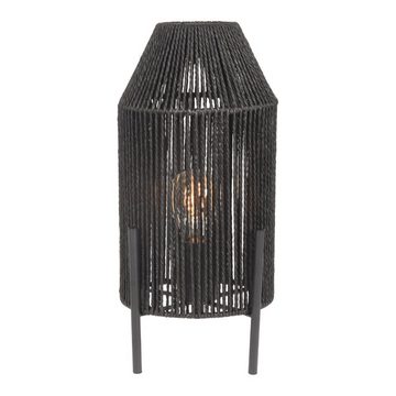 famlights Tischleuchte, Tischleuchte Hjördis in Schwarz aus Jute E27, keine Angabe, Leuchtmittel enthalten: Nein, warmweiss, Tischleuchte, Nachttischlampe, Tischlampe